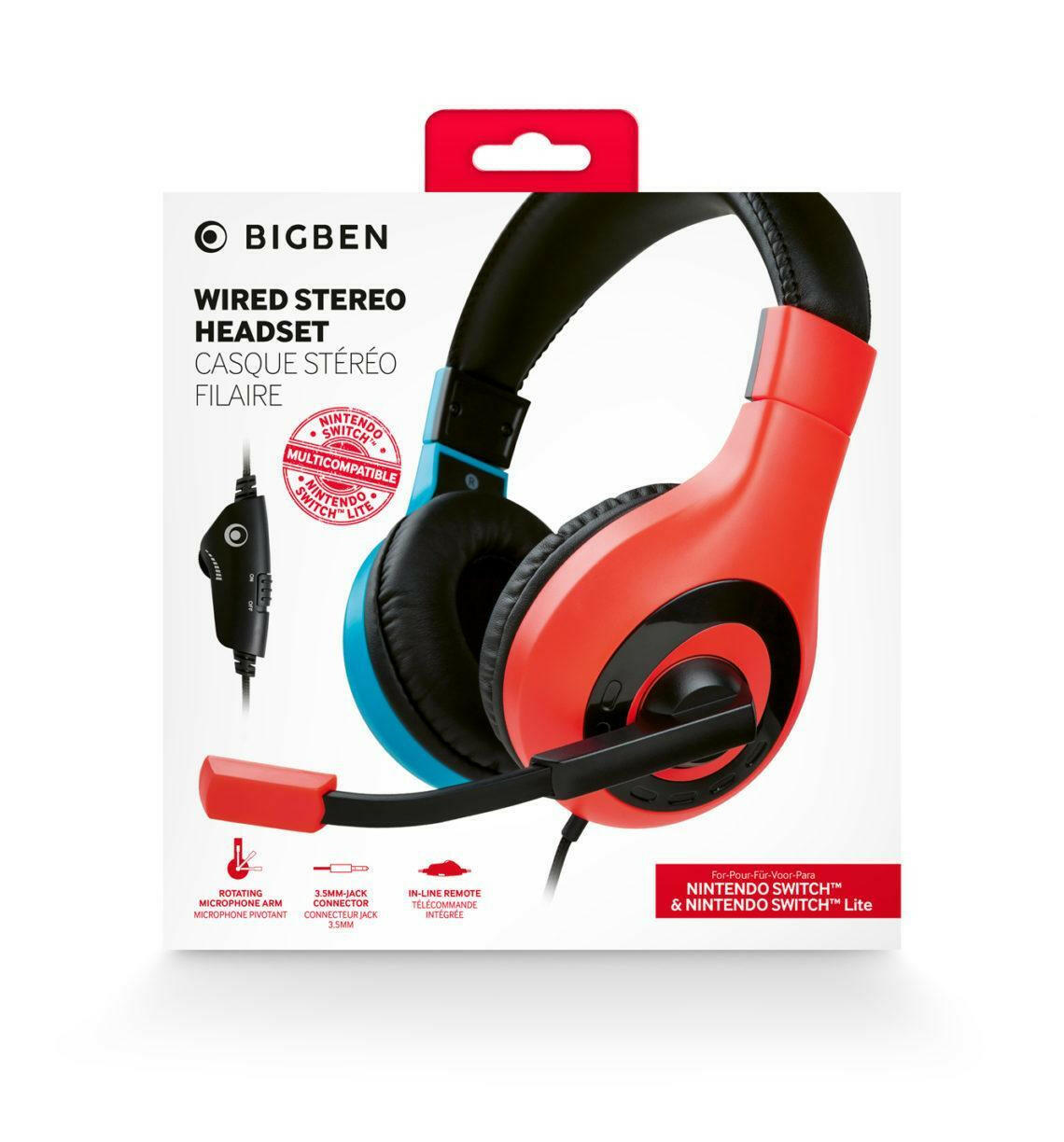 BIGBEN Stereo Gaming Headset V1 R+B, Rot/Blau, Nintendo.