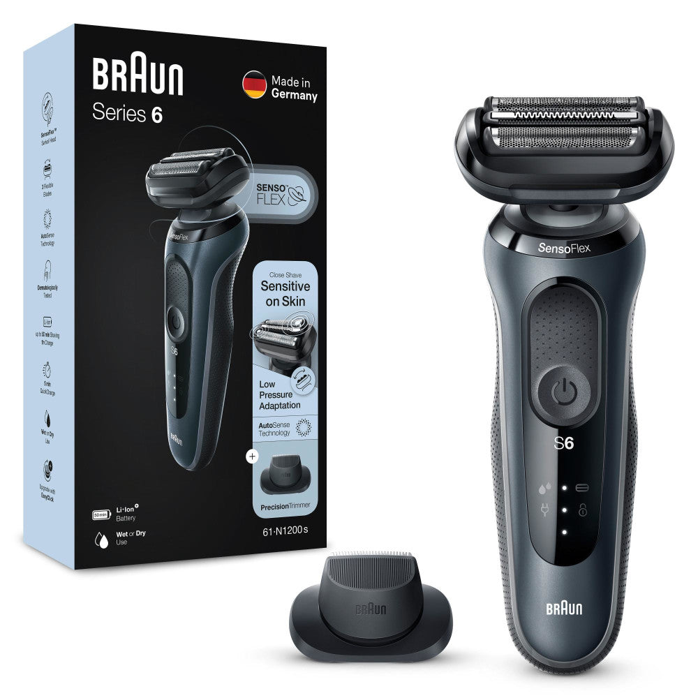 BRAUN Series 6 61-N1200s Elektrorasierer für Herren Wet Dry SensoFlex Präzisionstrimmer