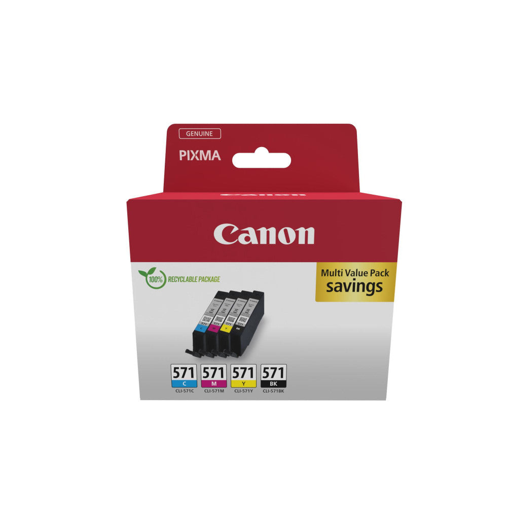 Canon CLI-571 C/M/Y/BK Multipack Druckerpatronen für PIXMA MG5750 MG6850 MG7750 TS5050 TS6050 TS8050 TS9050 - Original Canon Verbrauchsmaterialien