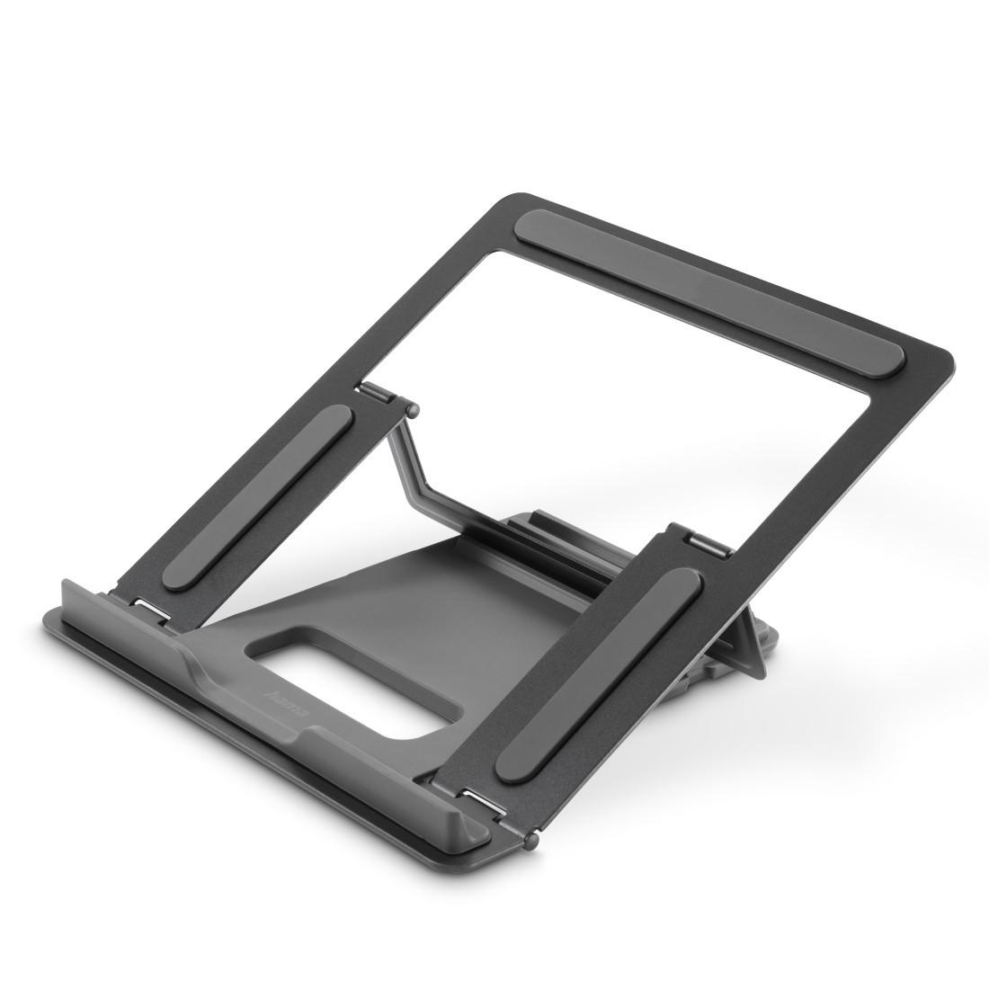 Hama Metall Laptop-Ständer, 4 Ebenen faltbar, Grau