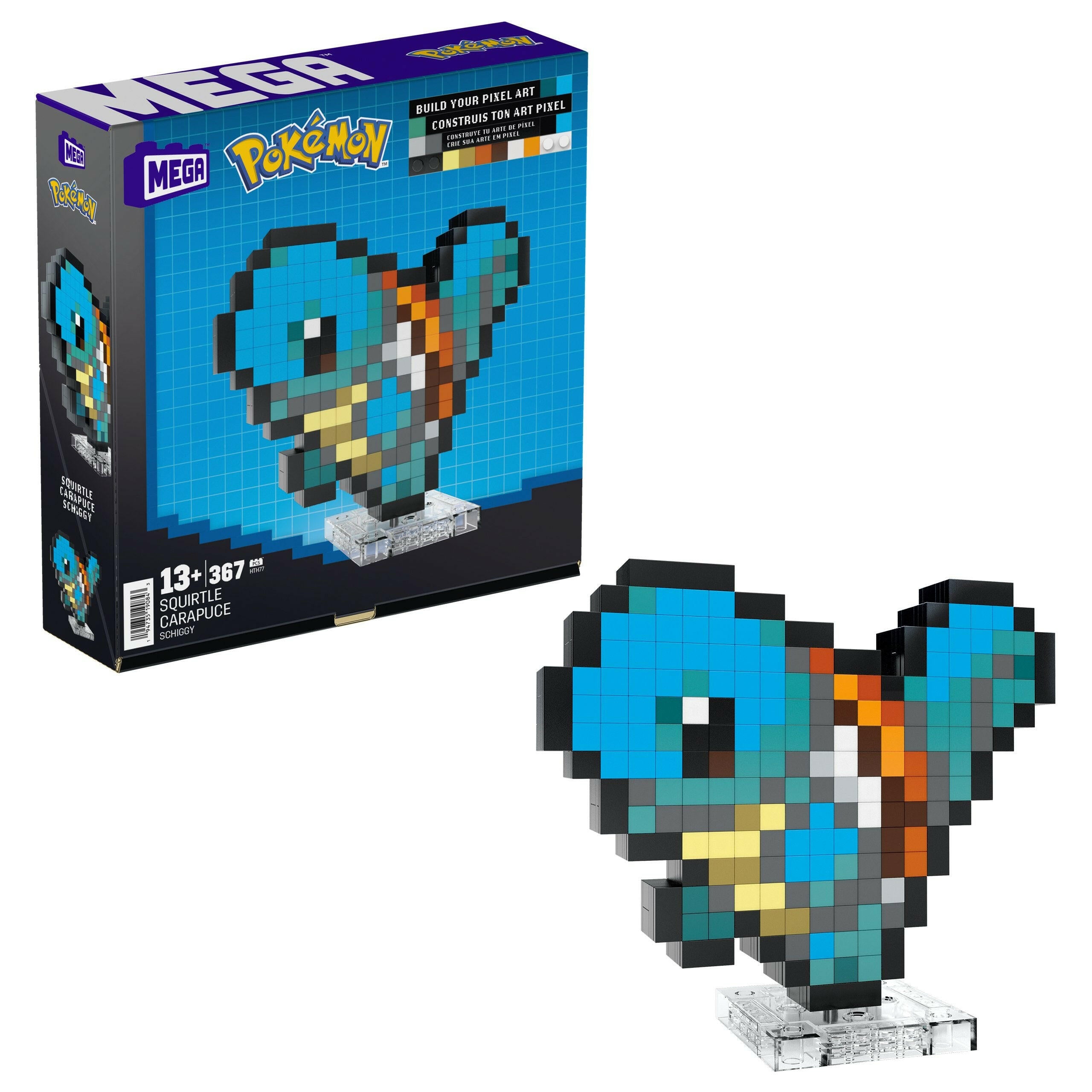 MEGA Pokemon Schiggy Pixel Set - Retro-Look, 15 cm, Basis.