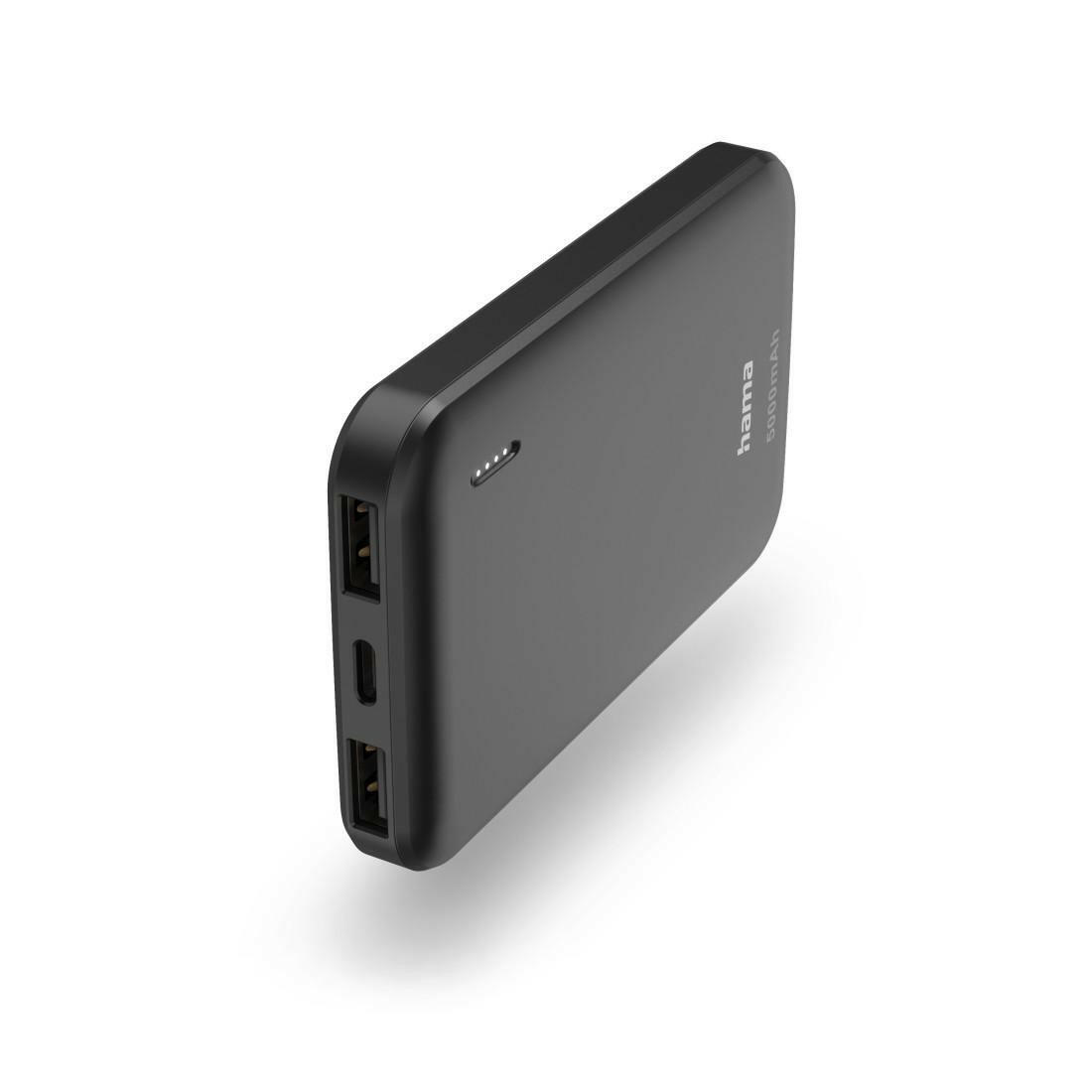 Hama Powerbank Pocket 5, 5000mAh, 2x USB-A, Anthrazit.