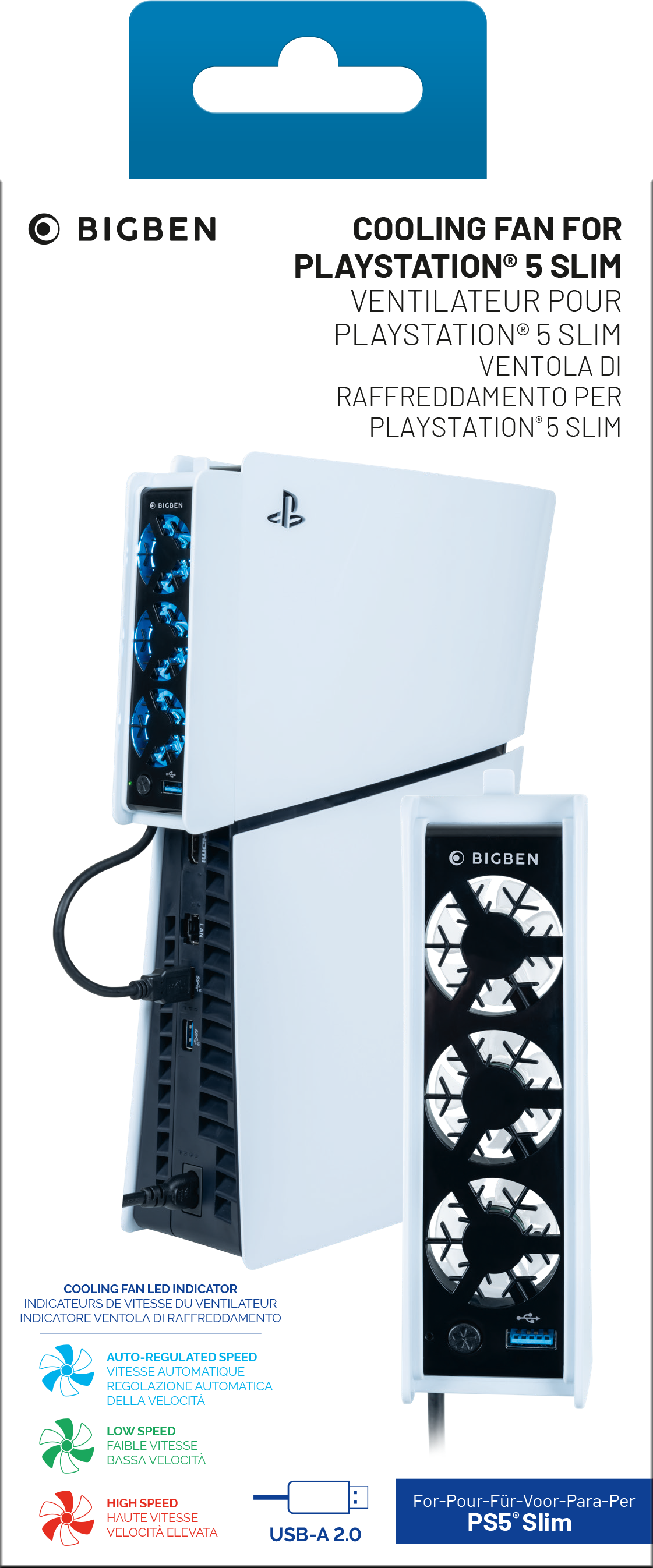 BIGBEN PS5 Slim Lüfter [white/black] - 2 Stufen LED, USB-A.