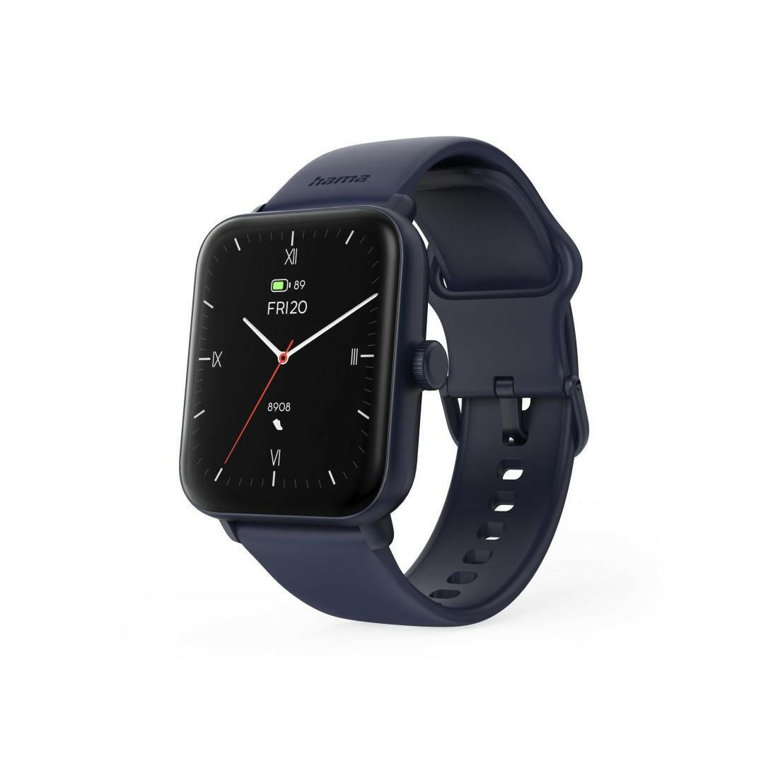 Hama 6010 Smartwatch GPS wasserdicht - blau IP68 Fitnessuhr.