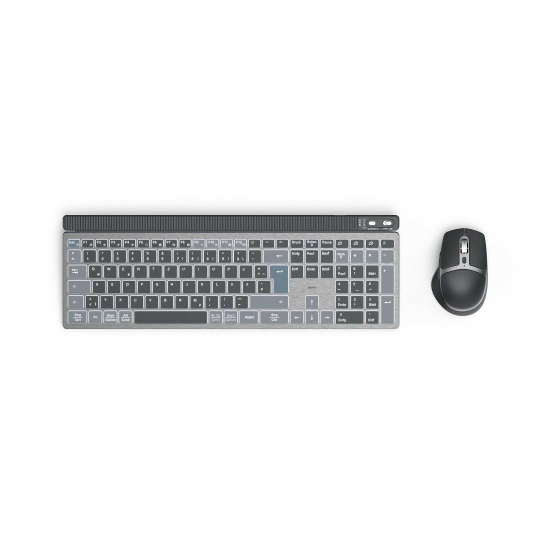 Hama WKM-750 Tastatur-Maus-Set kabellos LED QWERTZ DE.