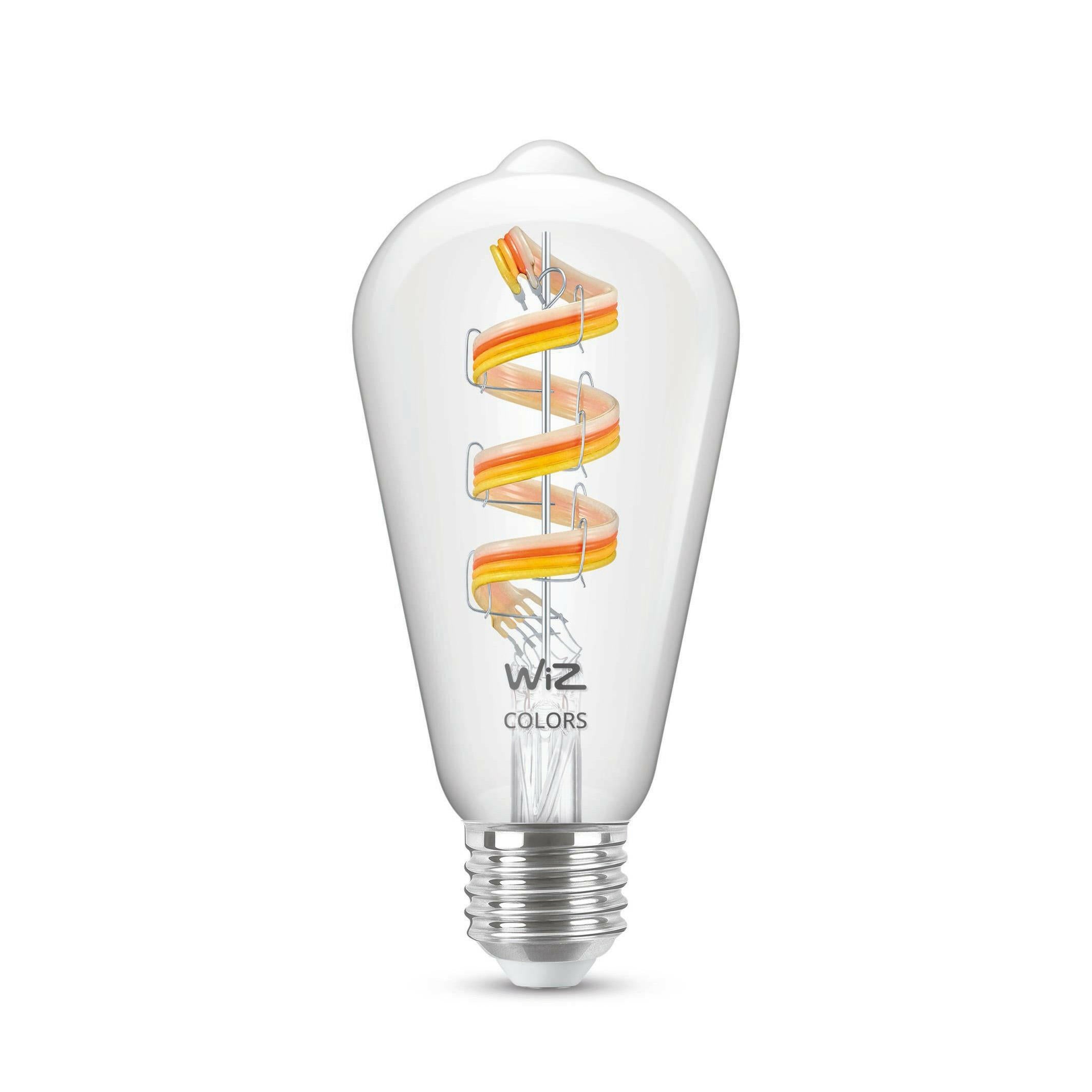 WiZ ST64 E27 7W LED Filament-Lampe mit 16 Mio. Farben.