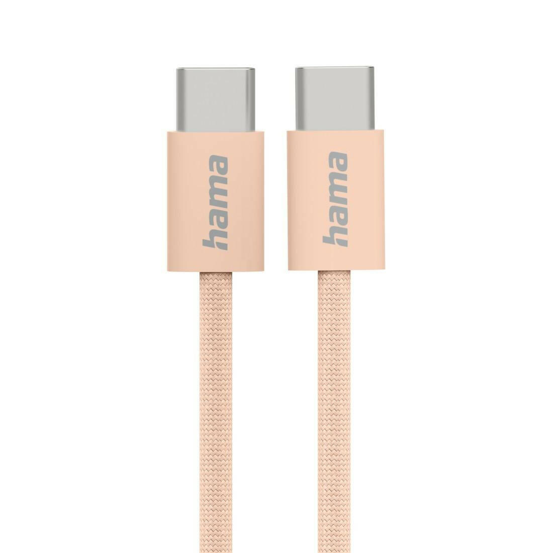 Hama USB-C Ladekabel Fabric 1m, Nylon, Orange.