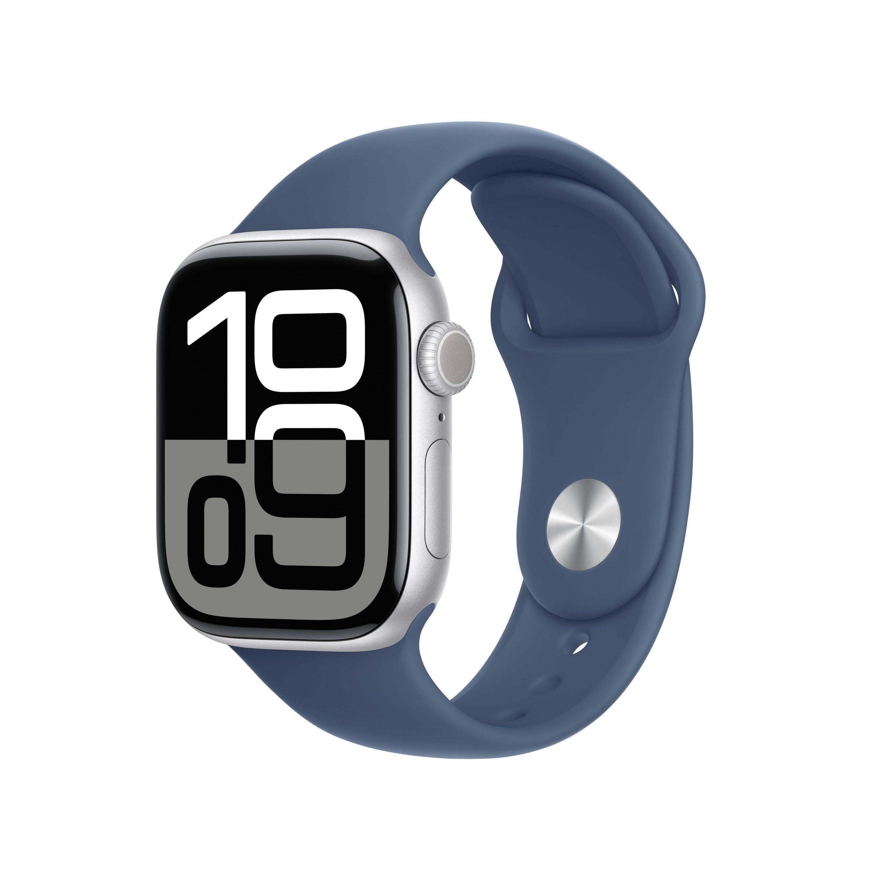 Apple Watch Series 10 GPS 46mm Silber Alu Denim Smartwatch.