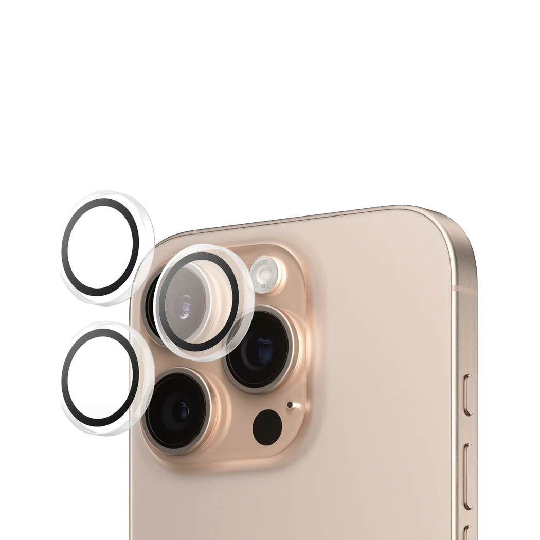 PanzerGlass Hoops Kameraobjektivschutz für iPhone 16 Pro/Max.