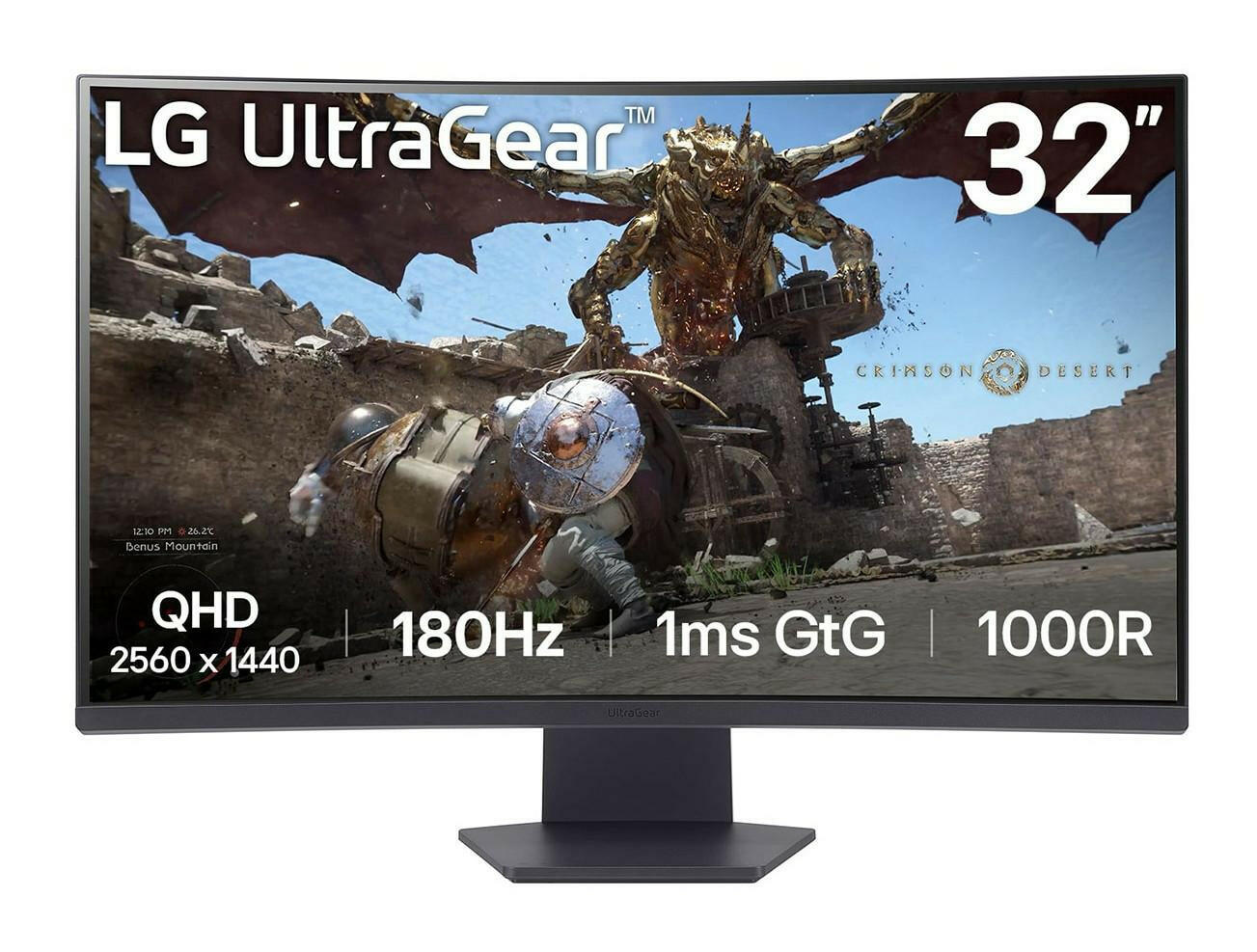 LG UltraGear 32GS60QX-B Curved Gaming Monitor 31,5" 180Hz.