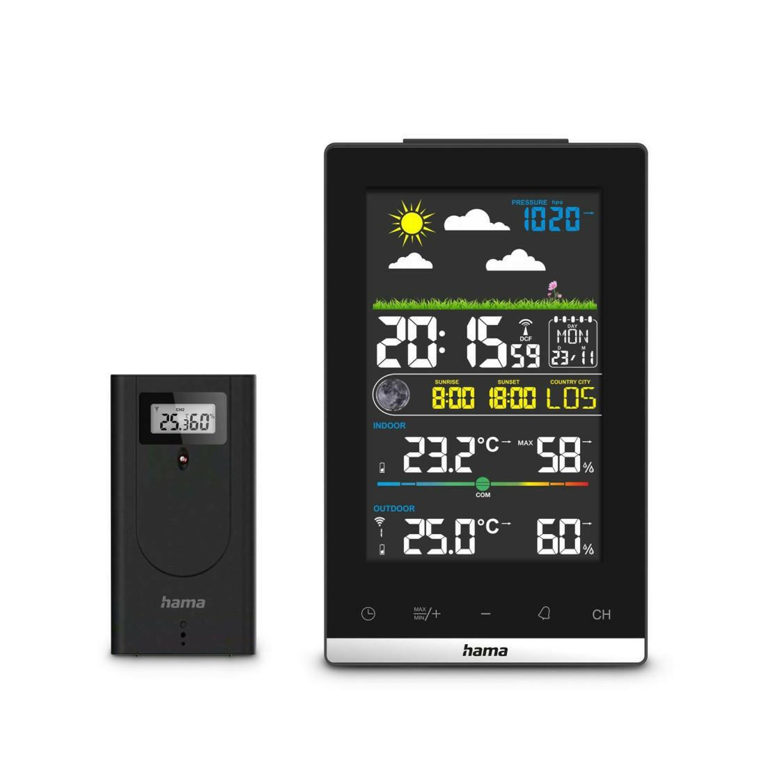 Hama Wetterstation "Jamaika", Funk mit Außensensor, Schwarz.