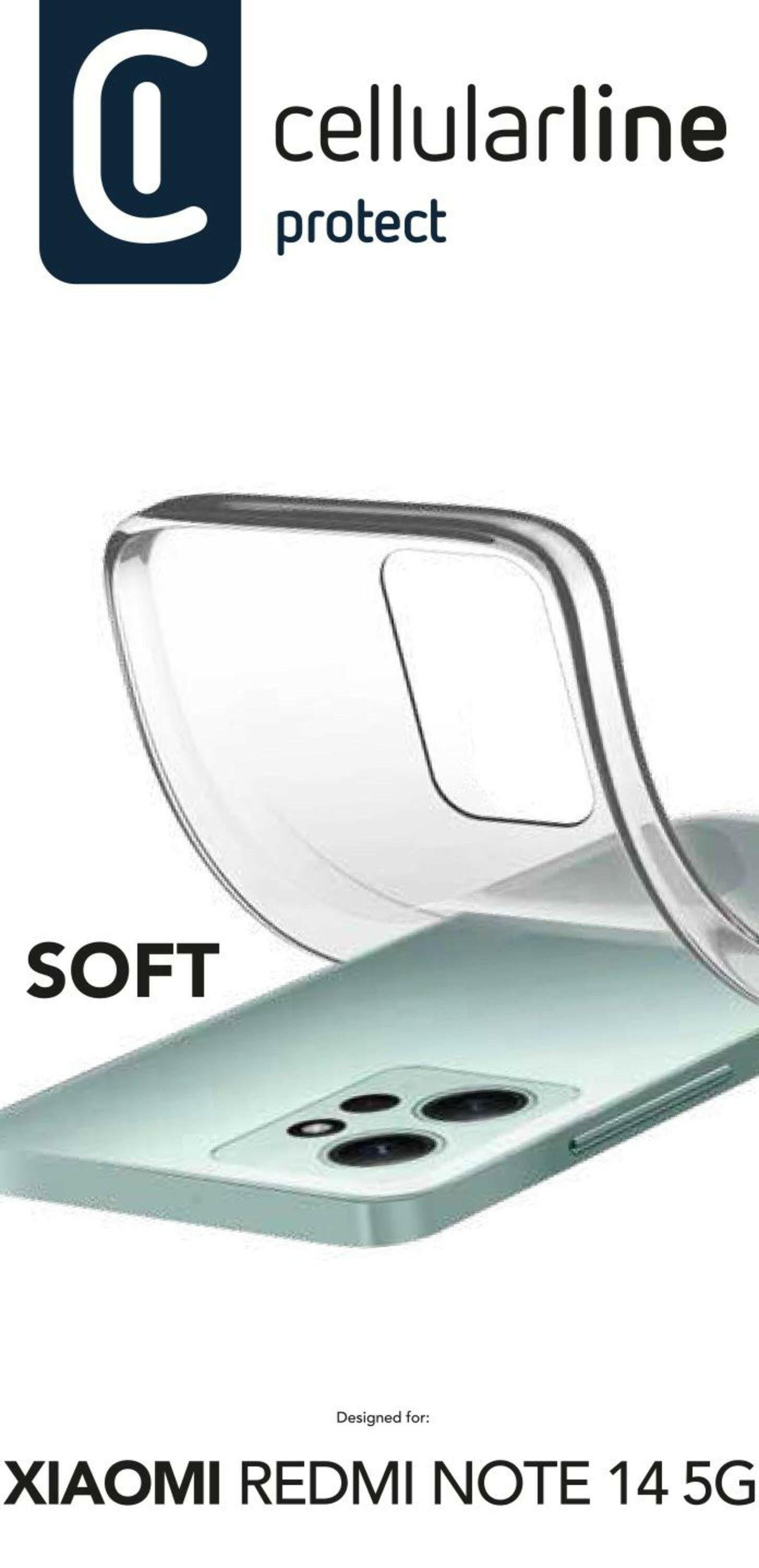 Cellularline Redmi Note 14 5G Soft Case Transparent Cover.