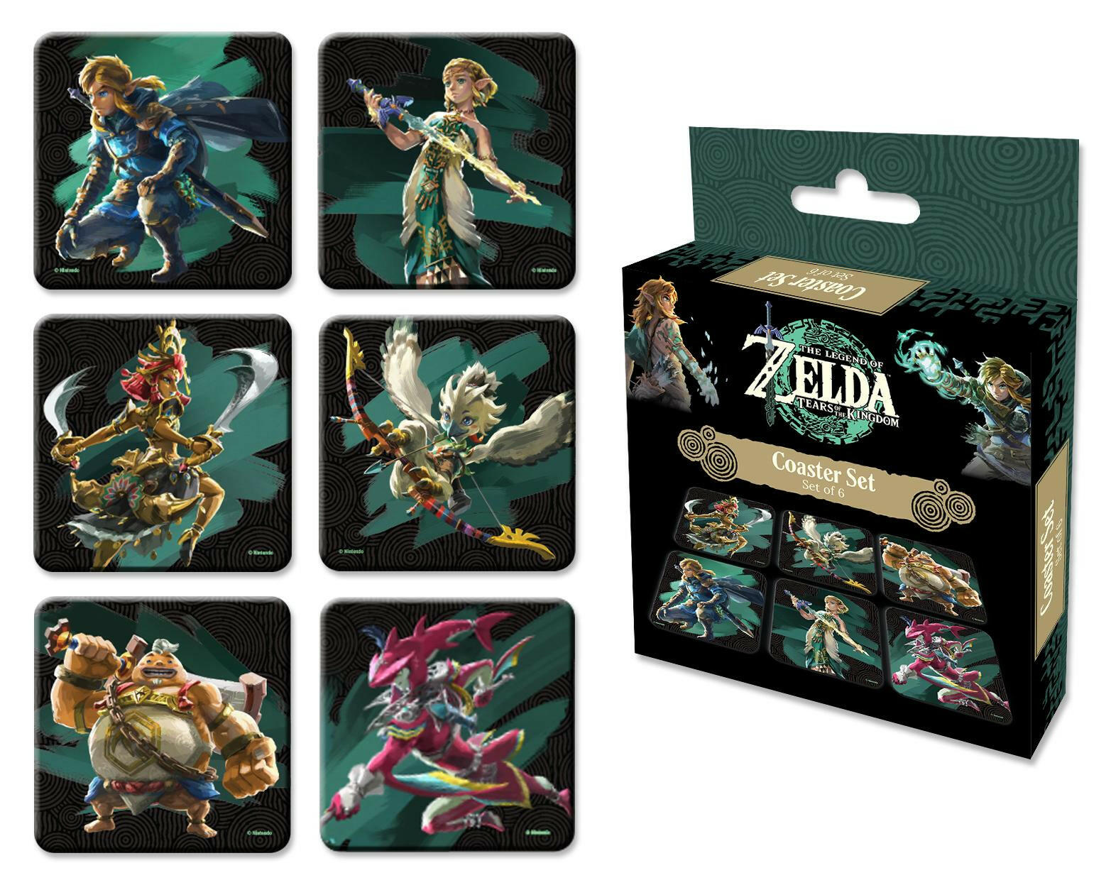 Zelda TOTK Untersetzer 6er Set für Gaming-Fans.