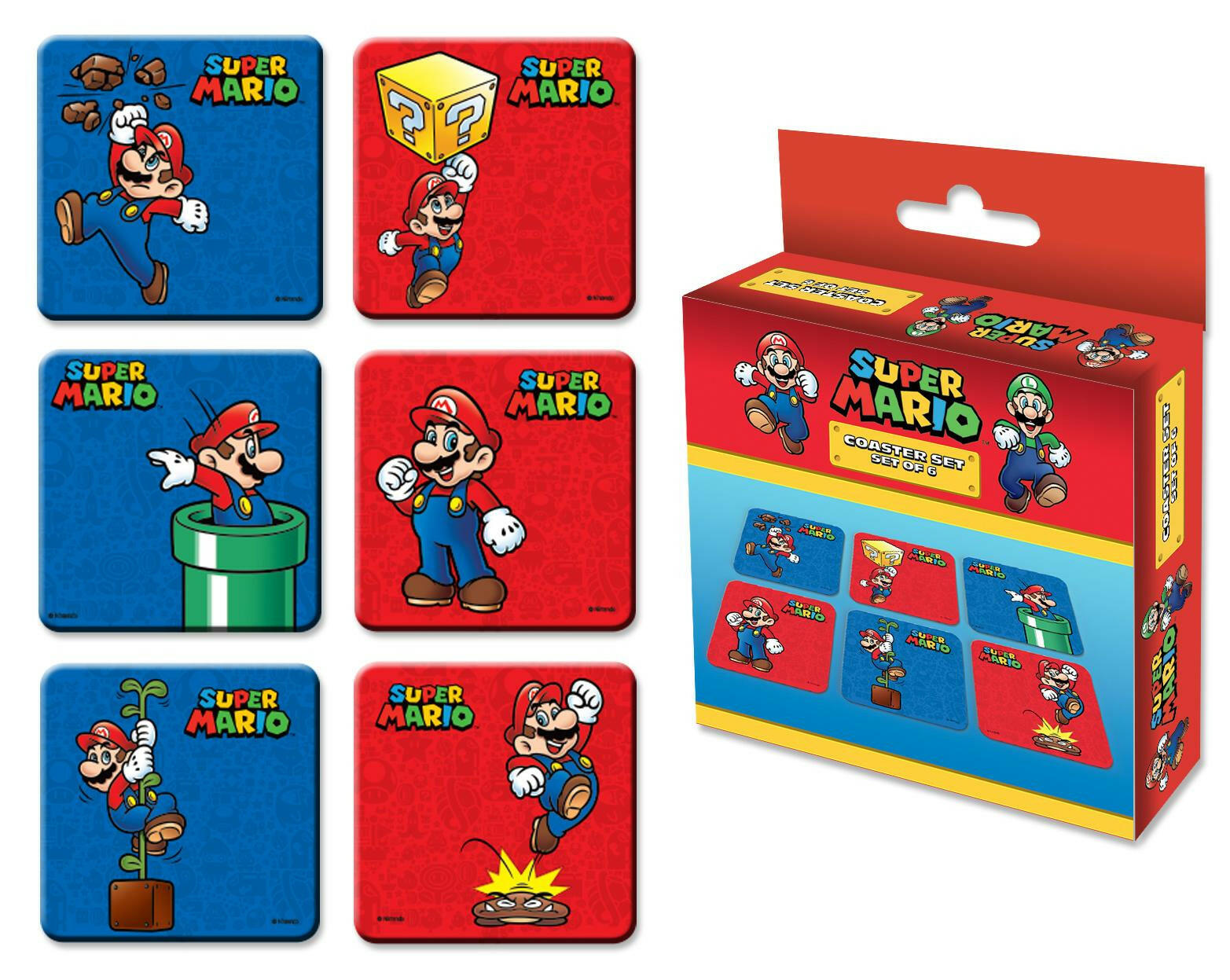 Super Mario Mario Poses Untersetzer 6er Set im Kultdesign.