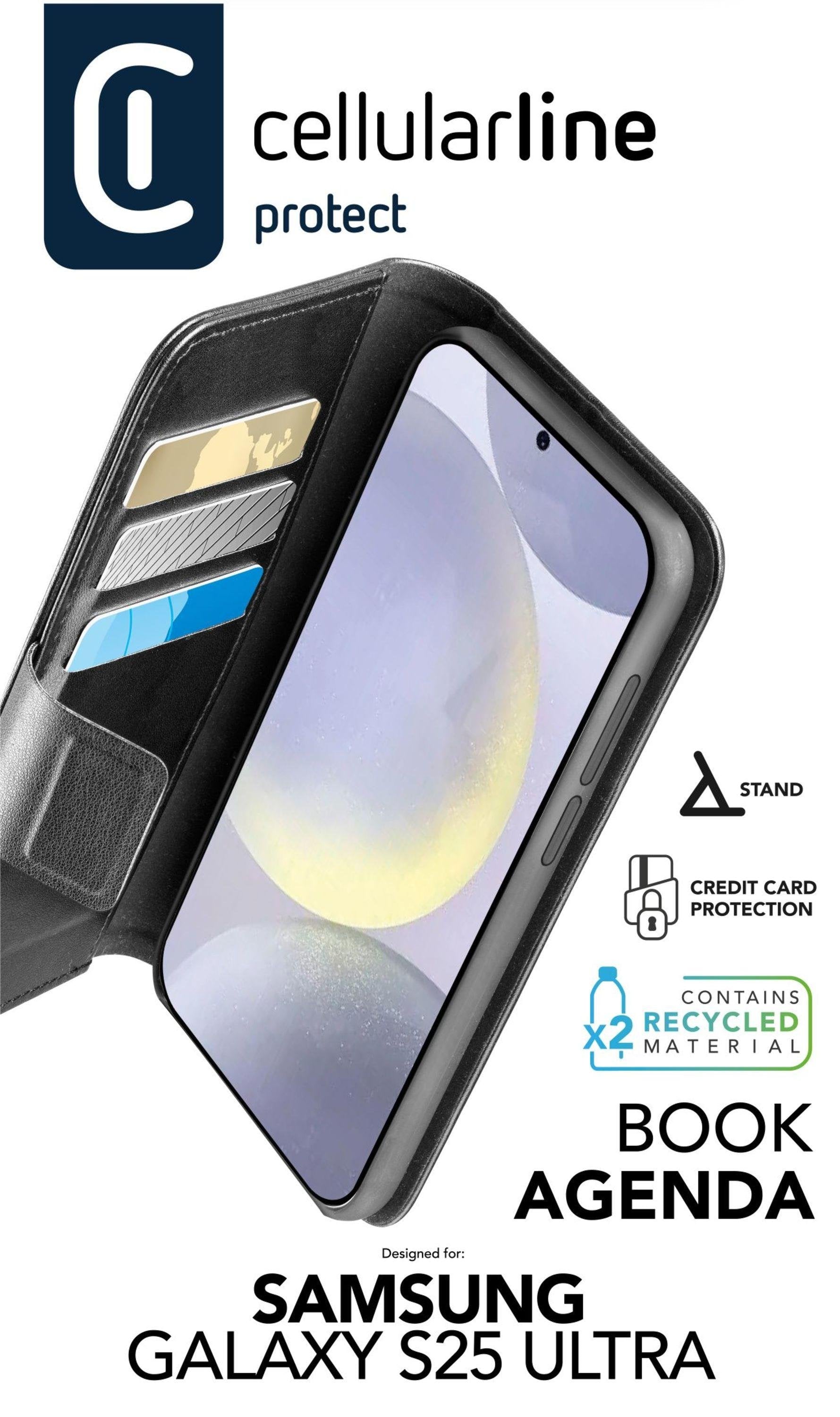 CellularLine Book Agenda 2 Book Case - S25 Ultra, Lederoptik