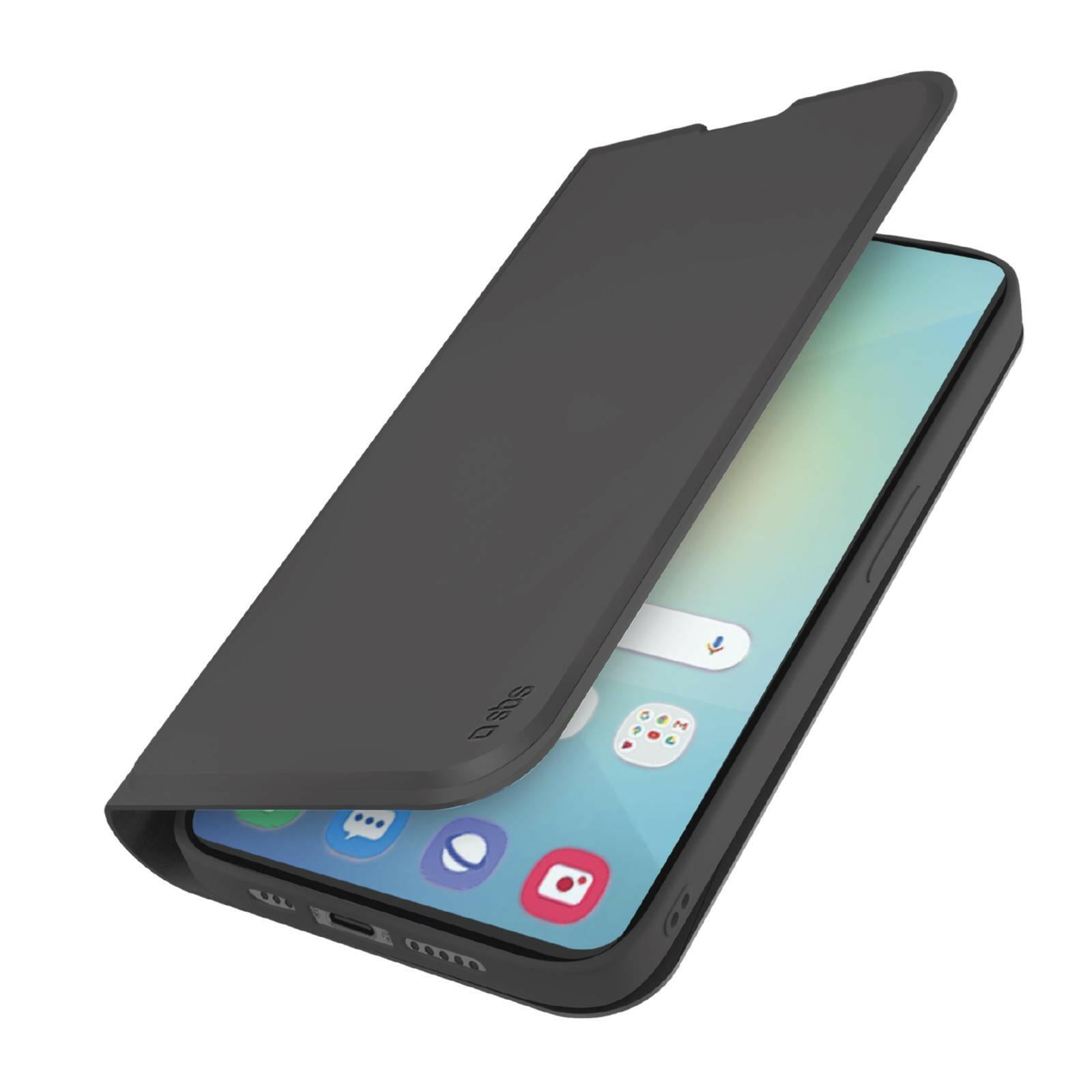 SBS Samsung Galaxy S25 Klapphülle mit Ständer, Schwarz.