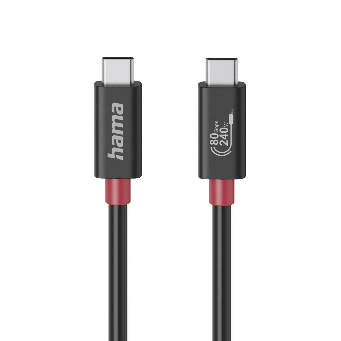 Hama USB-C-Kabel 1m, 80 Gbit/s, 240 W, E-Marker, USB4.