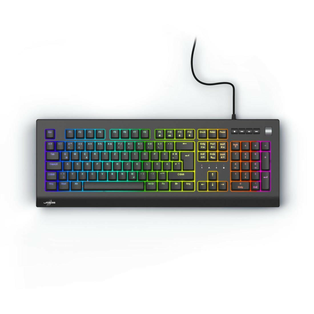 uRAGE Exodus 600 Gaming-Tastatur, Rote Switches, RGB.