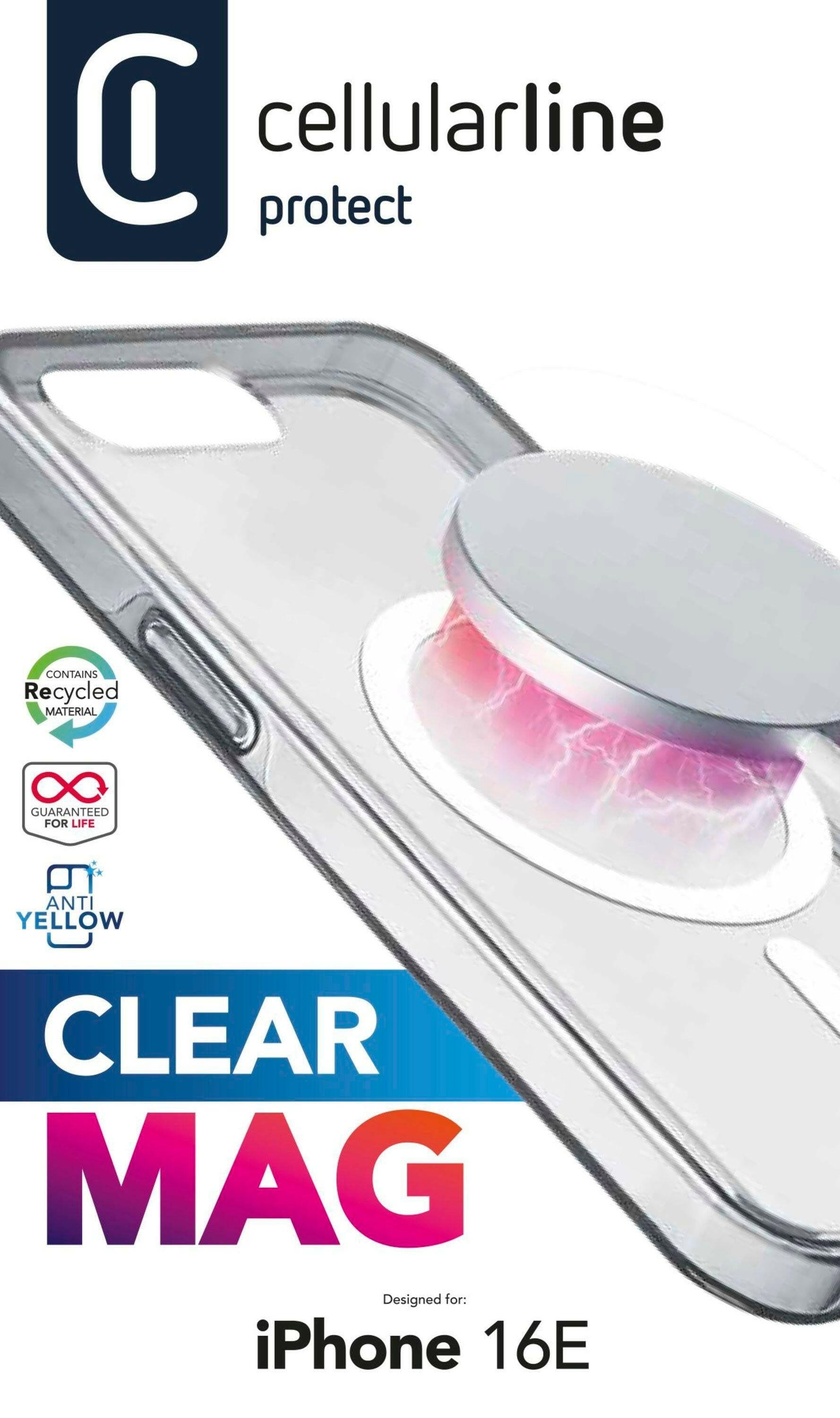 CellularLine Clear MAG Hard Case für iPhone 16E – MagSafe.