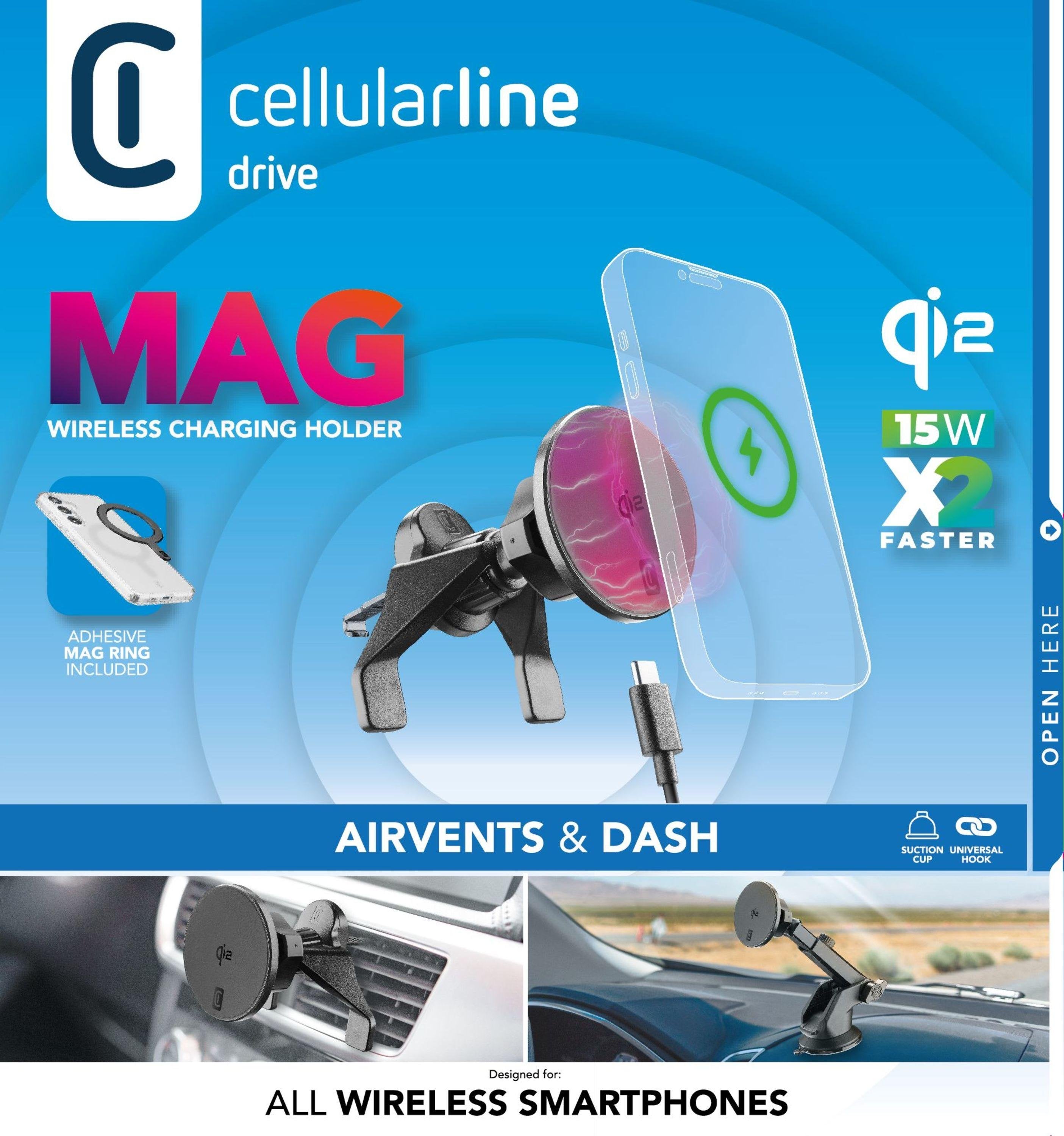 CellularLine MAG Qi2 Autohalterung 15W MagSafe, Mag Ring