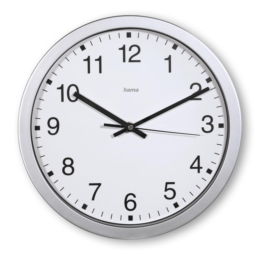 Hama Mallorca Wanduhr Quarzuhr Ø 30cm Silber XXL