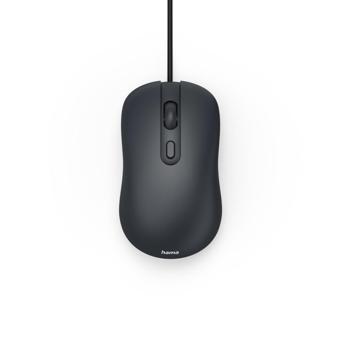 Hama CM-200 USB-Maus, 4 Tasten, schwarz, leise, 2000 DPI