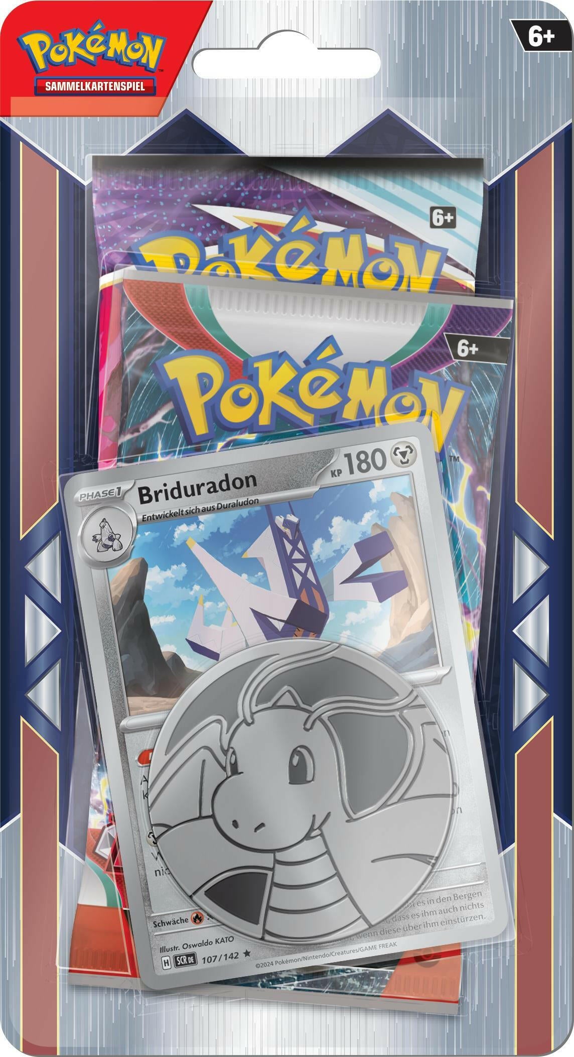 Pokémon 2er-Pack Blister mit Briduradon & 2 Boosterpacks.