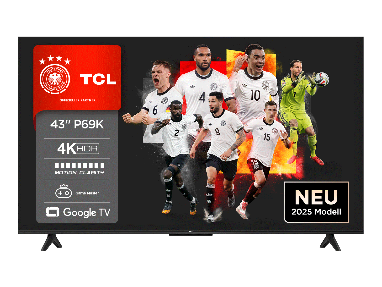 TCL 43P69K 43" 4K UHD Smart LED-TV mit Wi‑Fi, schwarz
