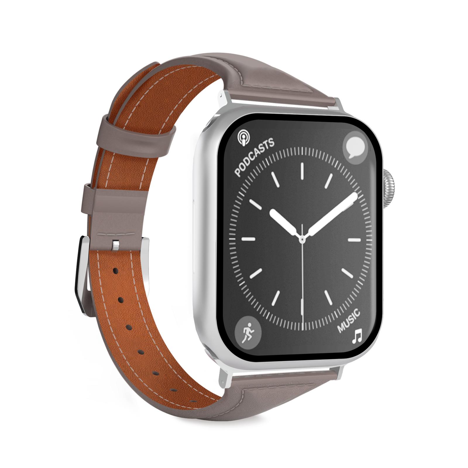 SBS Puro Petite Lederarmband für Apple Watch 38-49 mm Grau