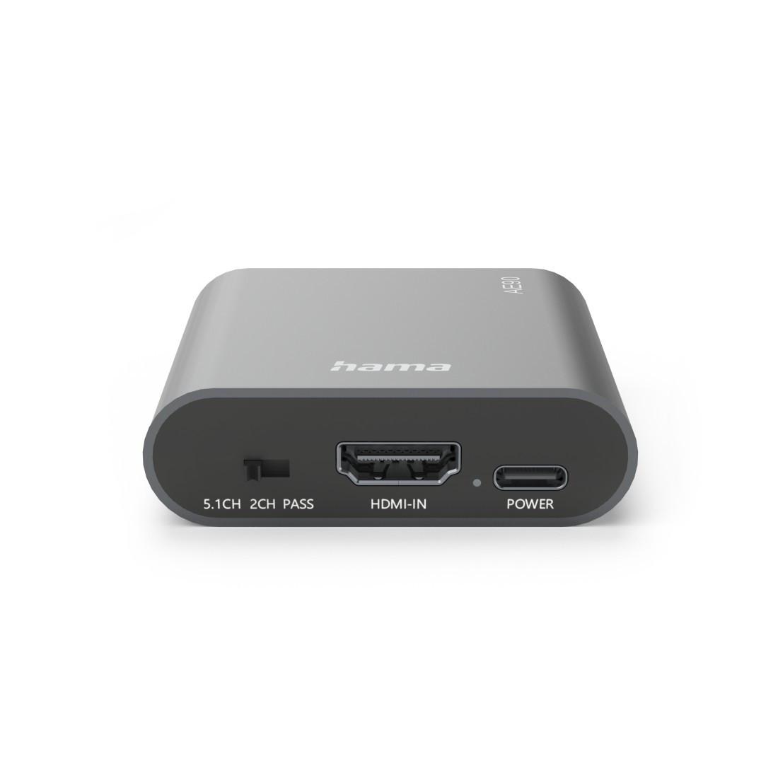 Hama AE90 HDMI zu Audio Extractor, Toslink 3,5mm, Silber