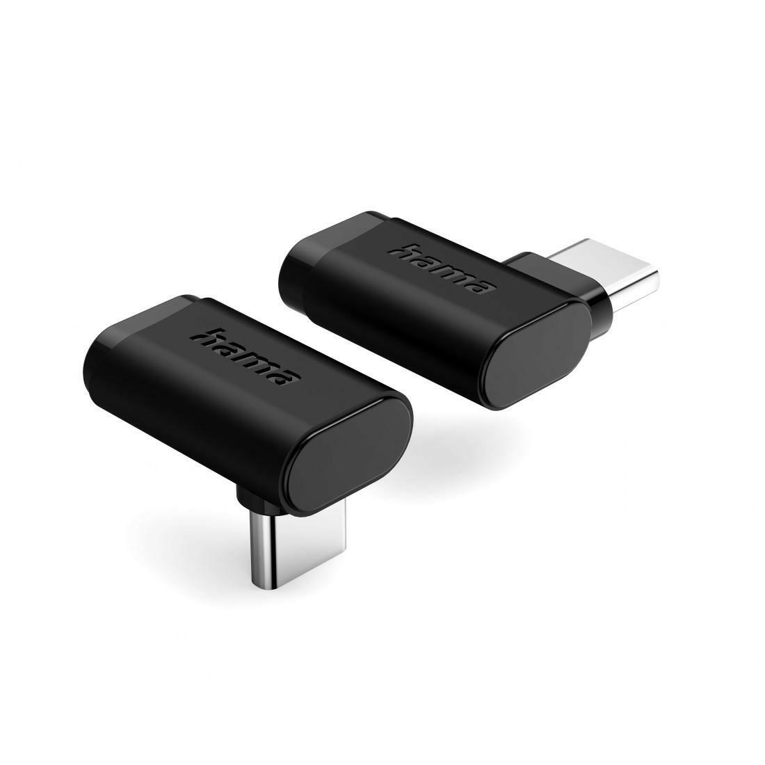 Hama USB-C-Winkeladapter 90° 10 Gbit/s 240 W 2er Set.