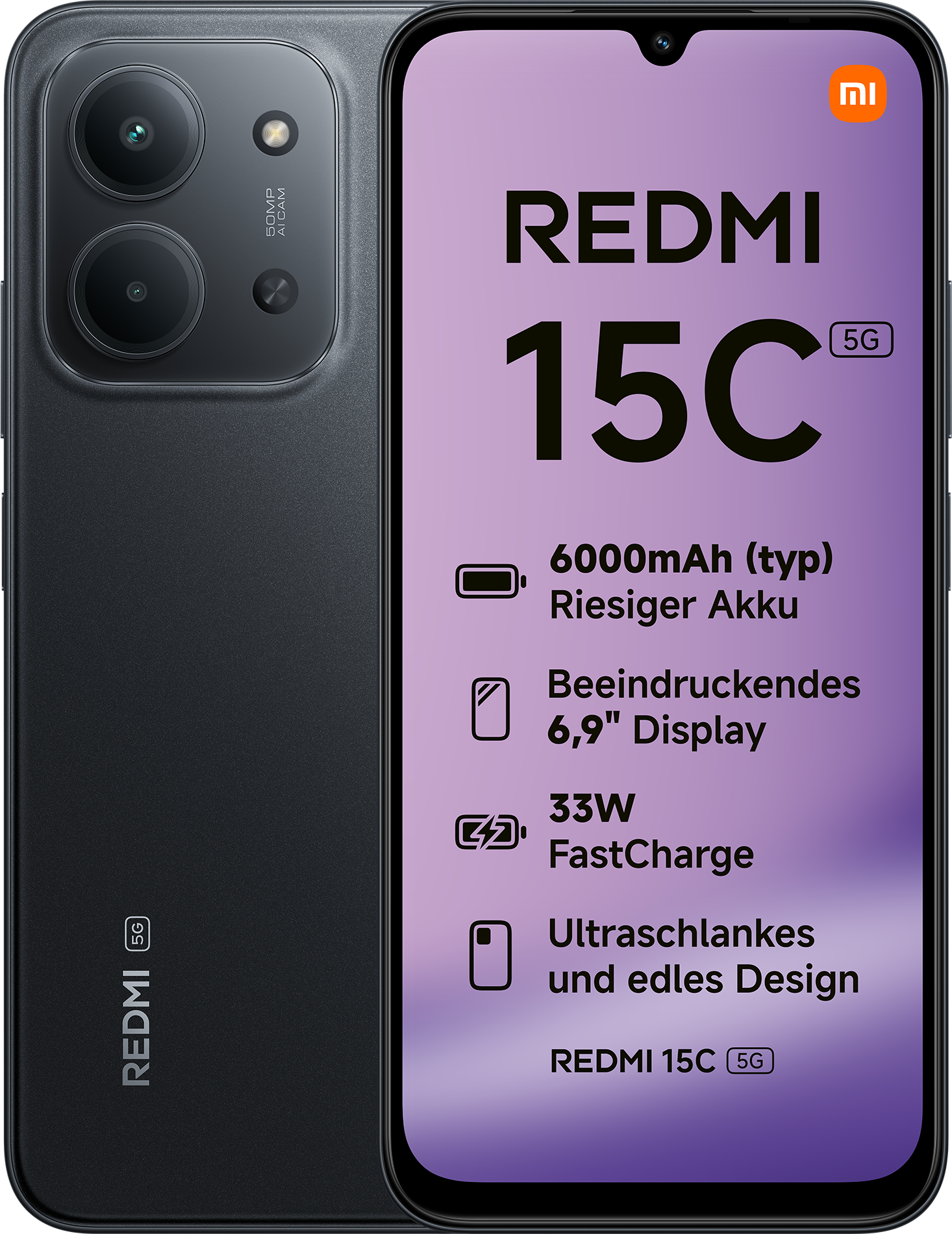 XIAOMI Redmi 15C 5G Smartphone 4/128 Schwarz 6000mAh
