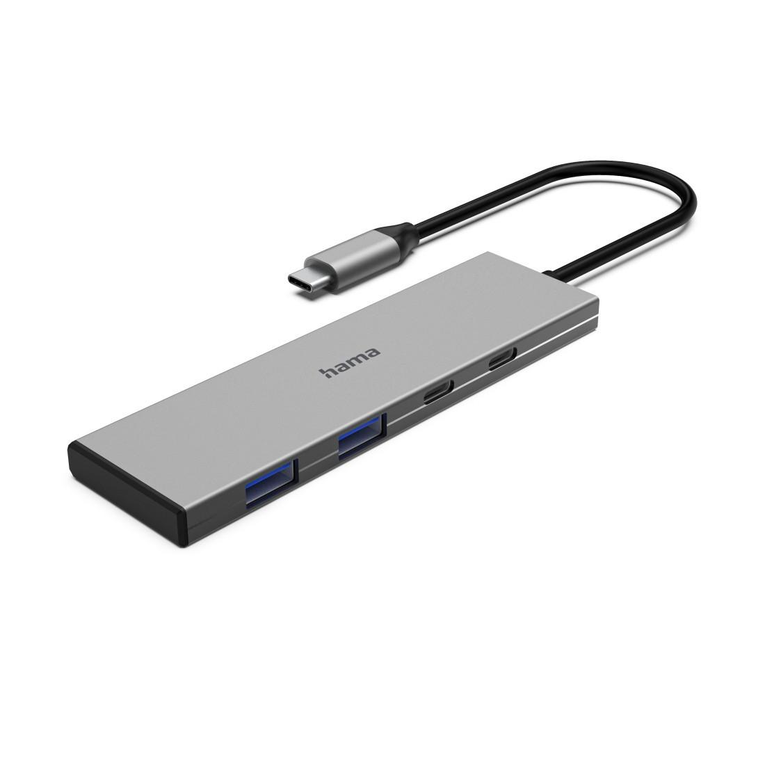 Hama 00200147 USB-C-Hub 4-Port USB3.2 Gen2 10Gb/s PD Alu