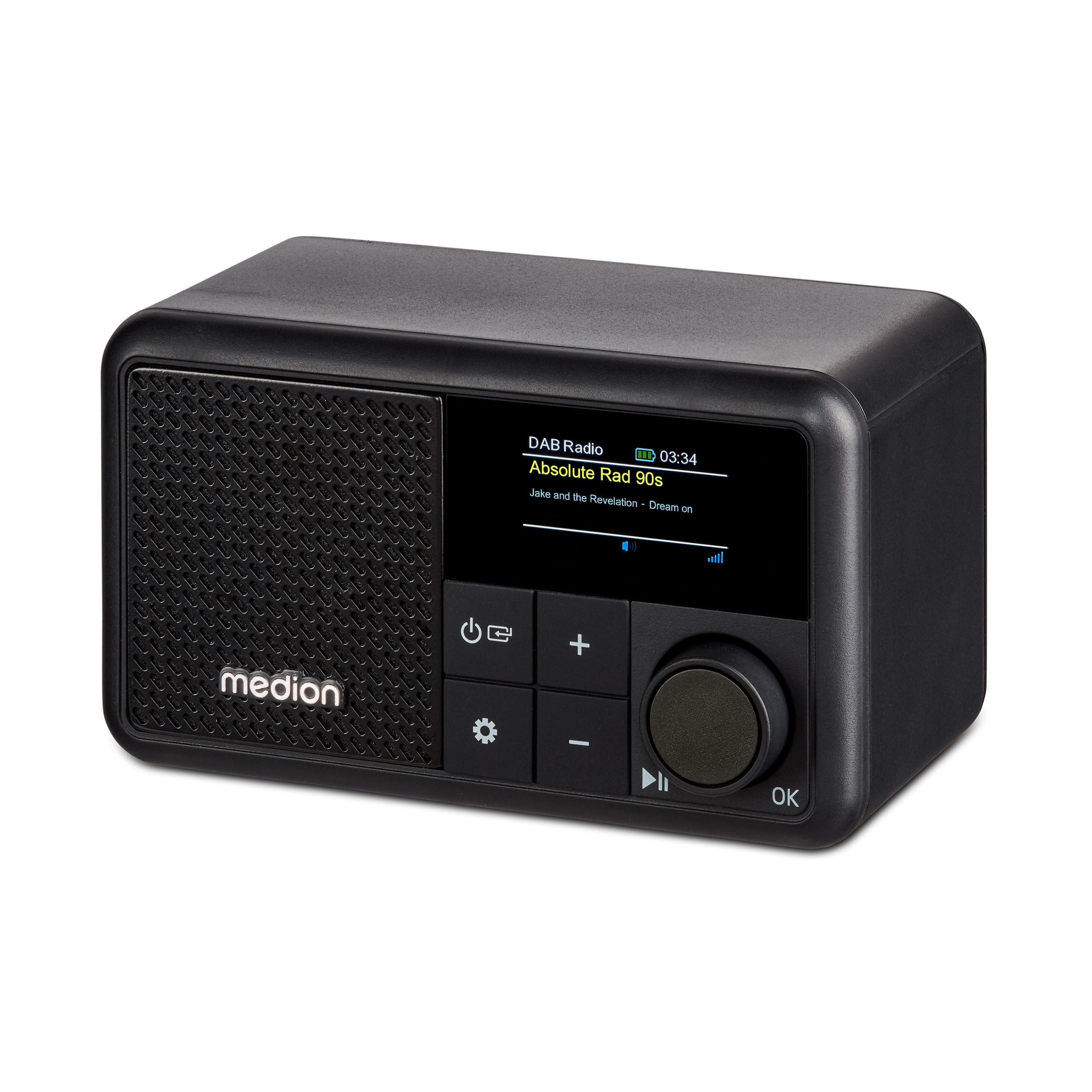 MEDION S66822 Mini DAB+ Radio BT Akku 6,5h Farbdisplay IPX1