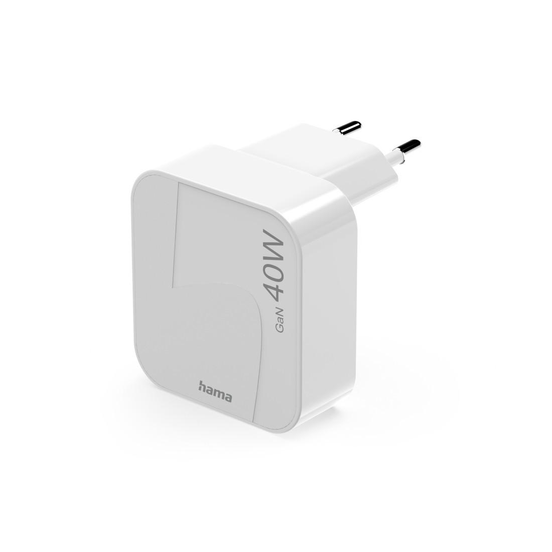 Hama 00125148 Schnellladegerät GaN 2xUSB-C 40W faltbar