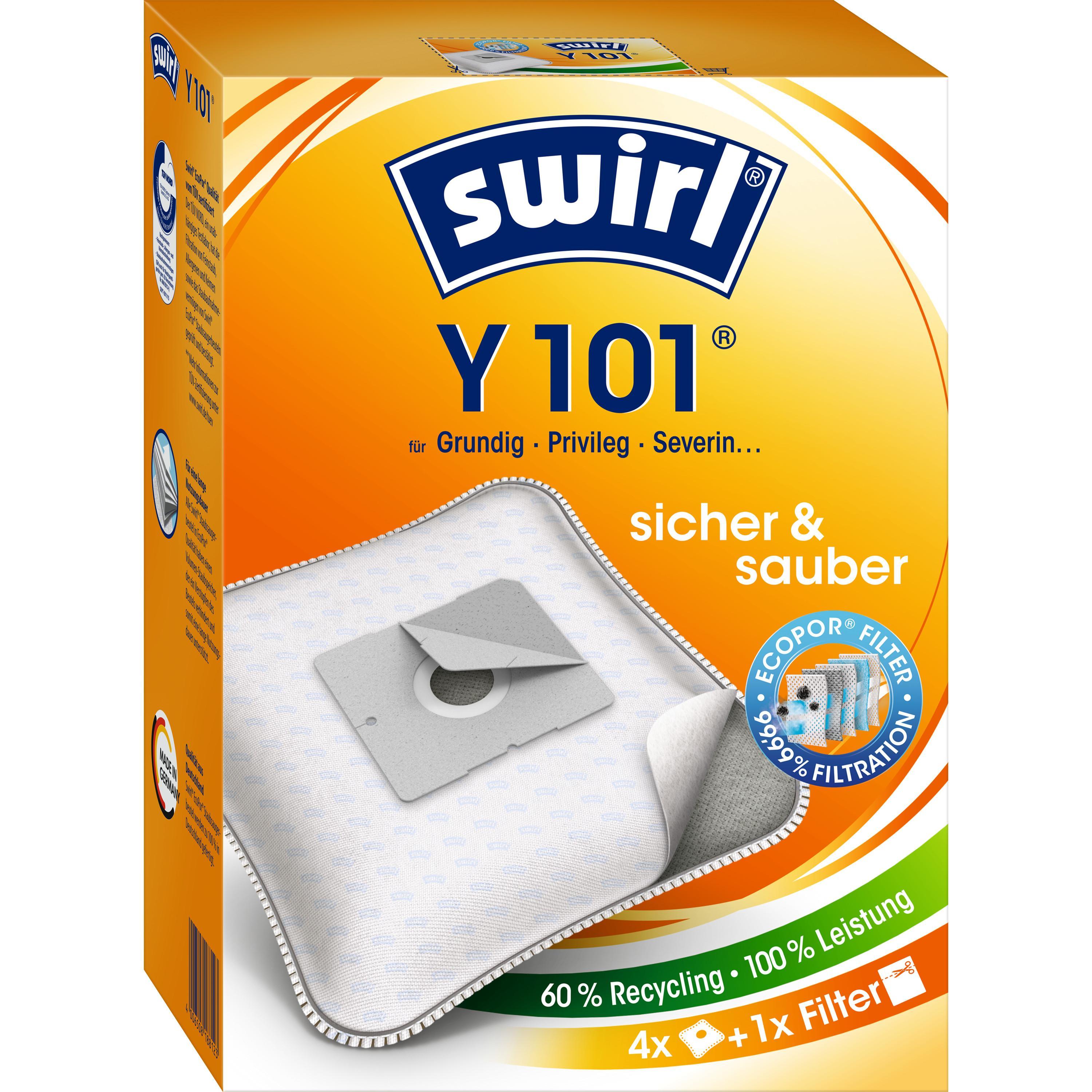 Swirl Y 101 EcoPor Staubsaugerbeutel 4er, 99,99% Filter
