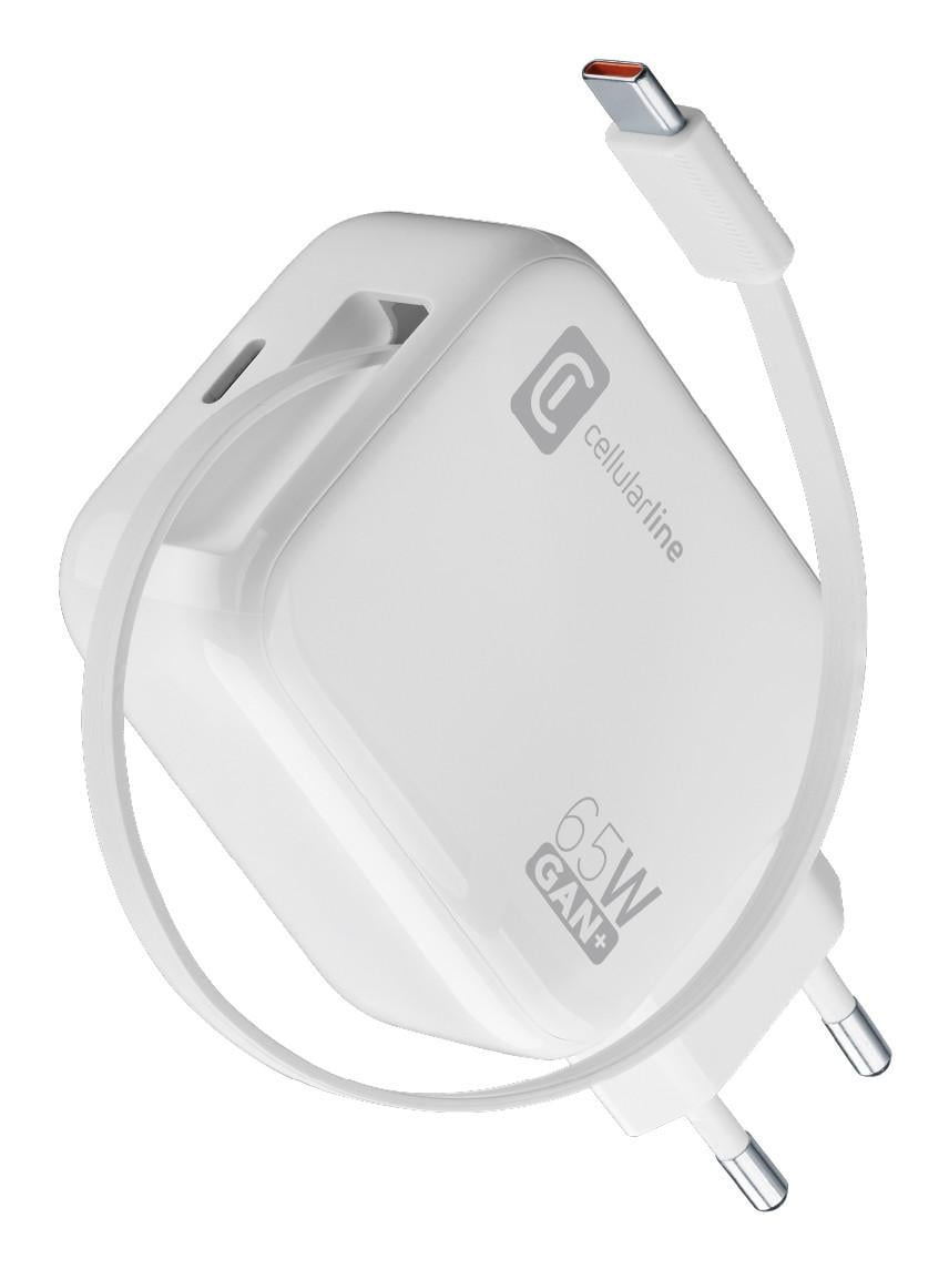 CellularLine Roller 65W Wandladegerät, GaN, 90cm USB-C