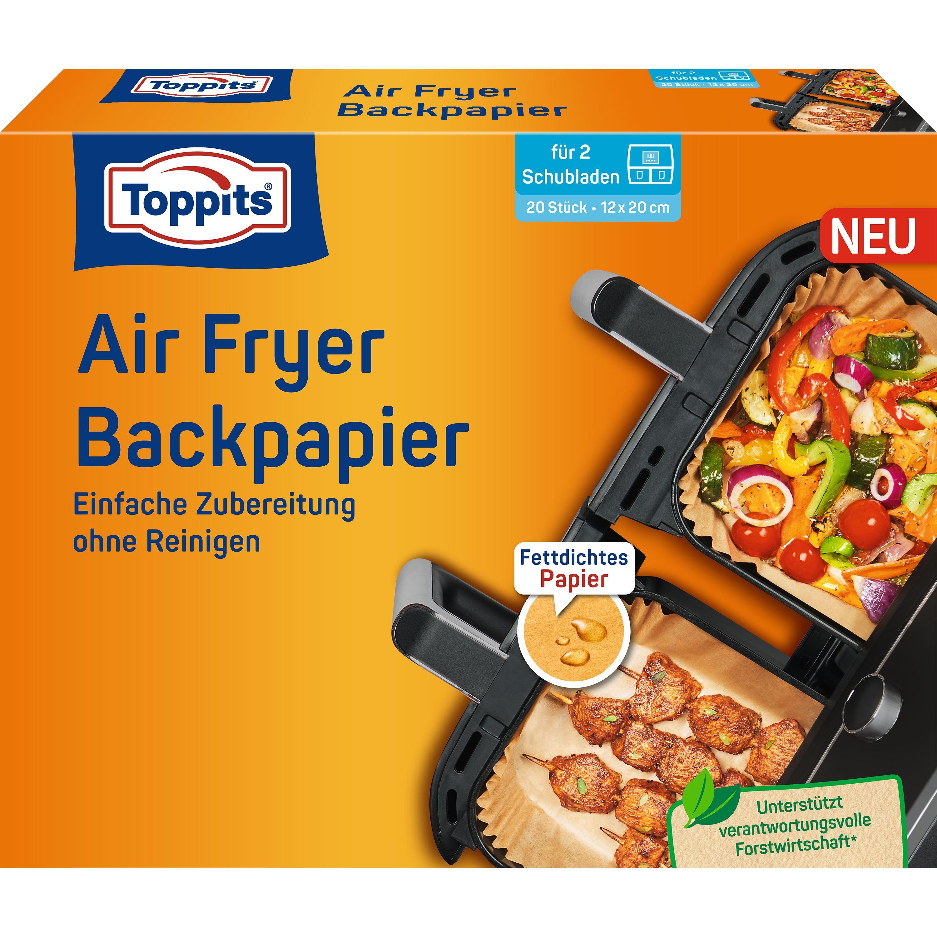 Toppits Backpapier Air Fryer 12x20cm, 20er, antihaft