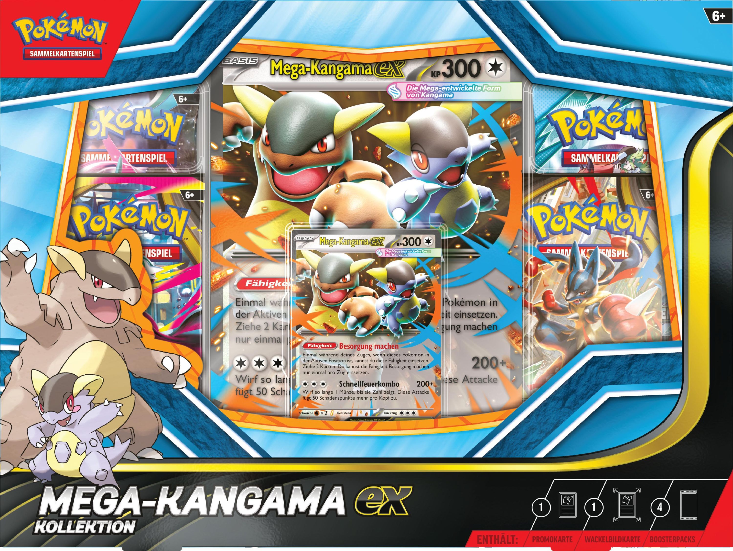Pokémon Mega-Kangama-ex Set – Holo, Wackelbild & 4 Booster