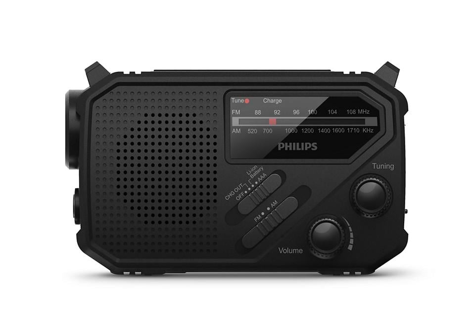 Philips TAR1609 FM/AM-Kofferradio, Akku, Taschenlampe, Solar