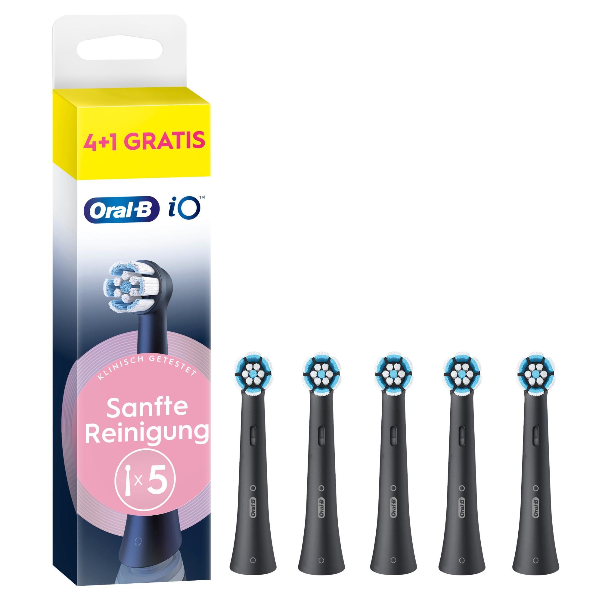 Oral-B iO Sanfte Reinigung Aufsteckbürsten 4+1 Schwarz