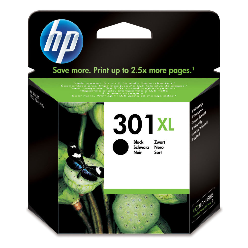 HP 301XL Schwarz Druckerpatrone - Original Tinte, 8ml, 480 Seiten - Hochwertige Ausdrucke, langlebig, zuverlässig