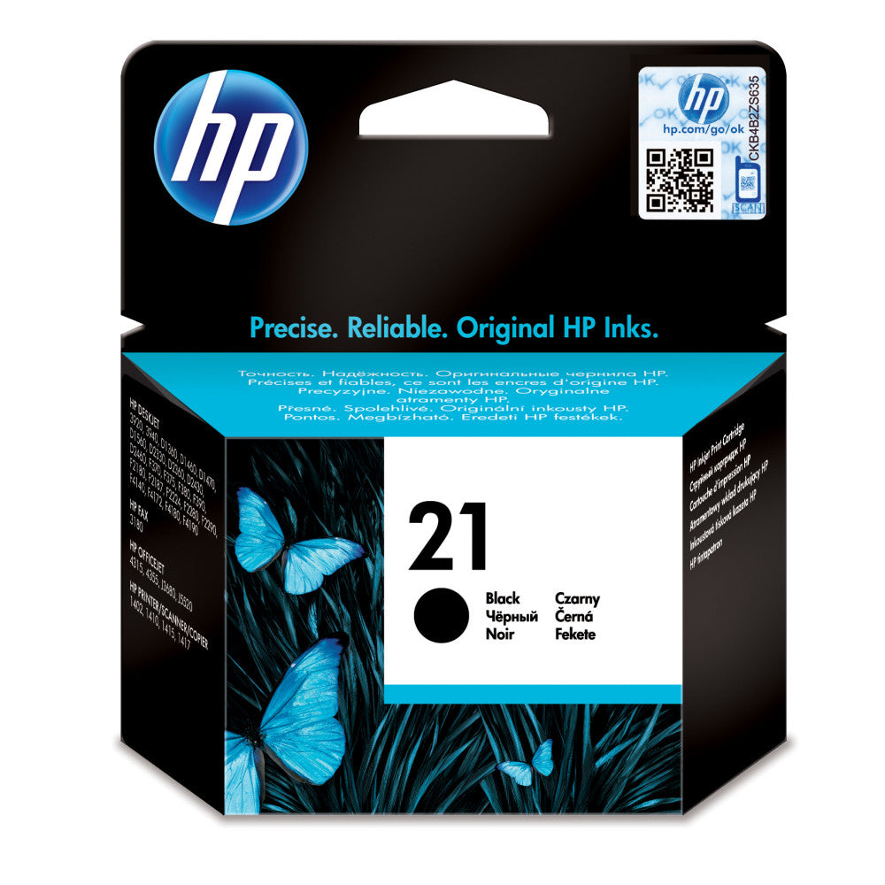 HP Original Druckerpatrone 21 Schwarz (190 Seiten) für HP Deskjet, Officejet, PSC - 5 ml Tintenpatrone