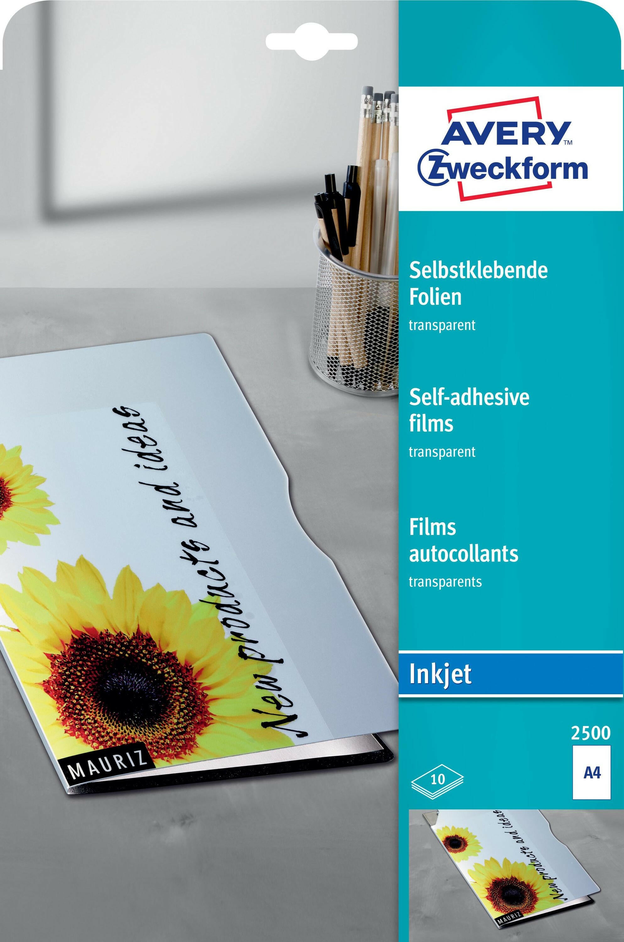 AVERY 2500 A4 Transparente Folien für Inkjetdrucker (10
