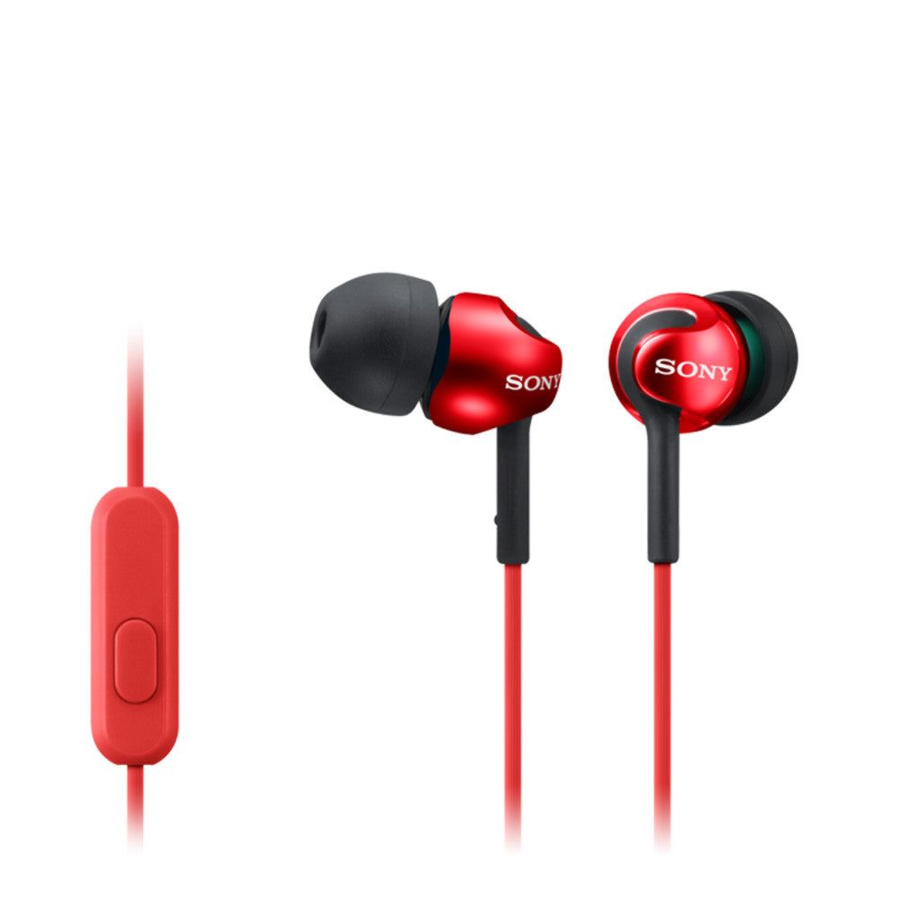 Sony MDR-EX110APR In-Ear-Kopfhörer rot - Klarer Sound, bequemer Sitz, integriertes Mikrofon, 1,2 m Kabel, leichtes Design