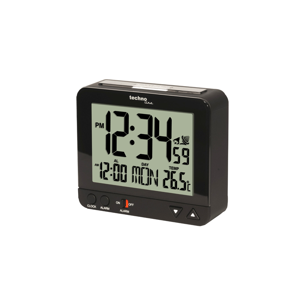 Technoline Funkwecker WT 195 mit Innentemperatur, Schwarz.