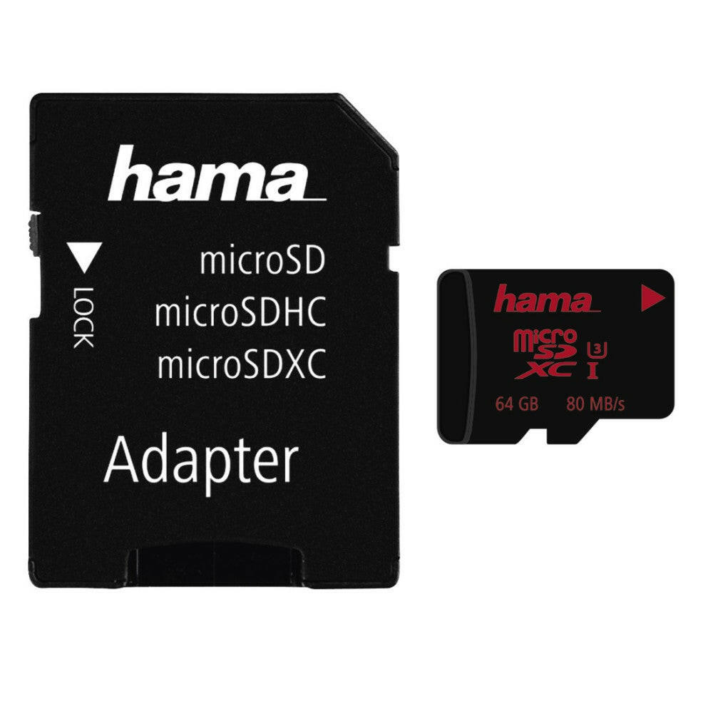 Hama microSDXC 64GB UHS Class 3 80MB/s für 4K-Video.