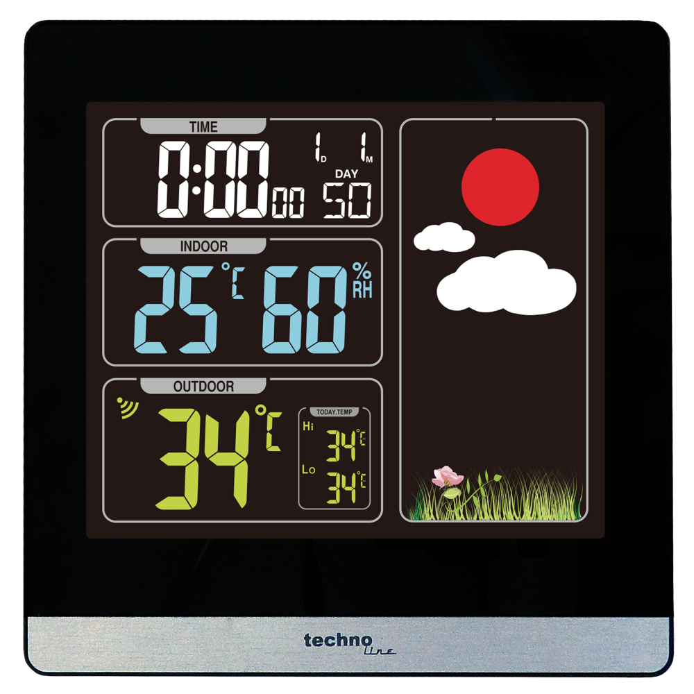 technoline Wetterstation WS 6448 mit farbigem Display und Funkuhr