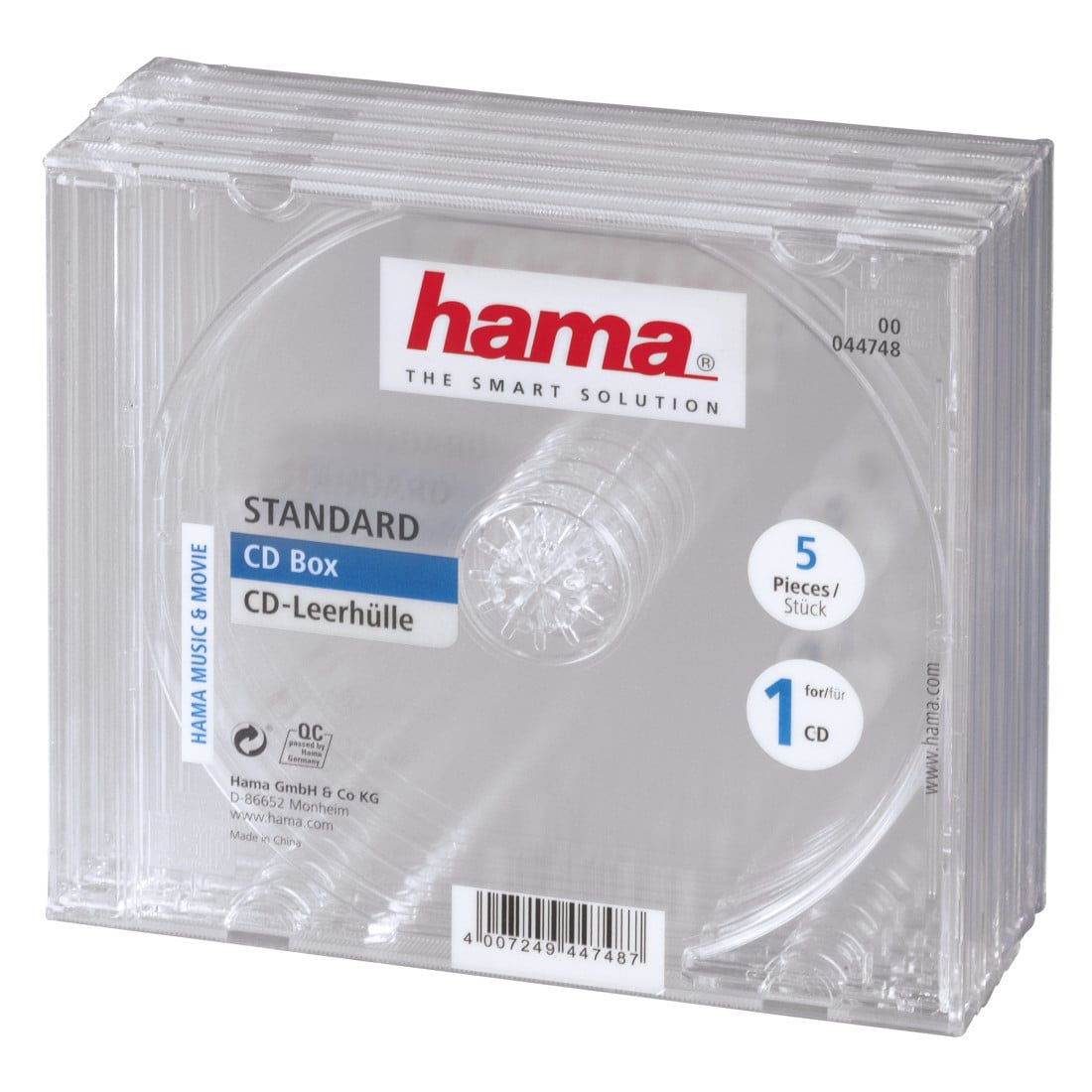 Hama CD-Leerhülle Standard 5er-Pack, transparent