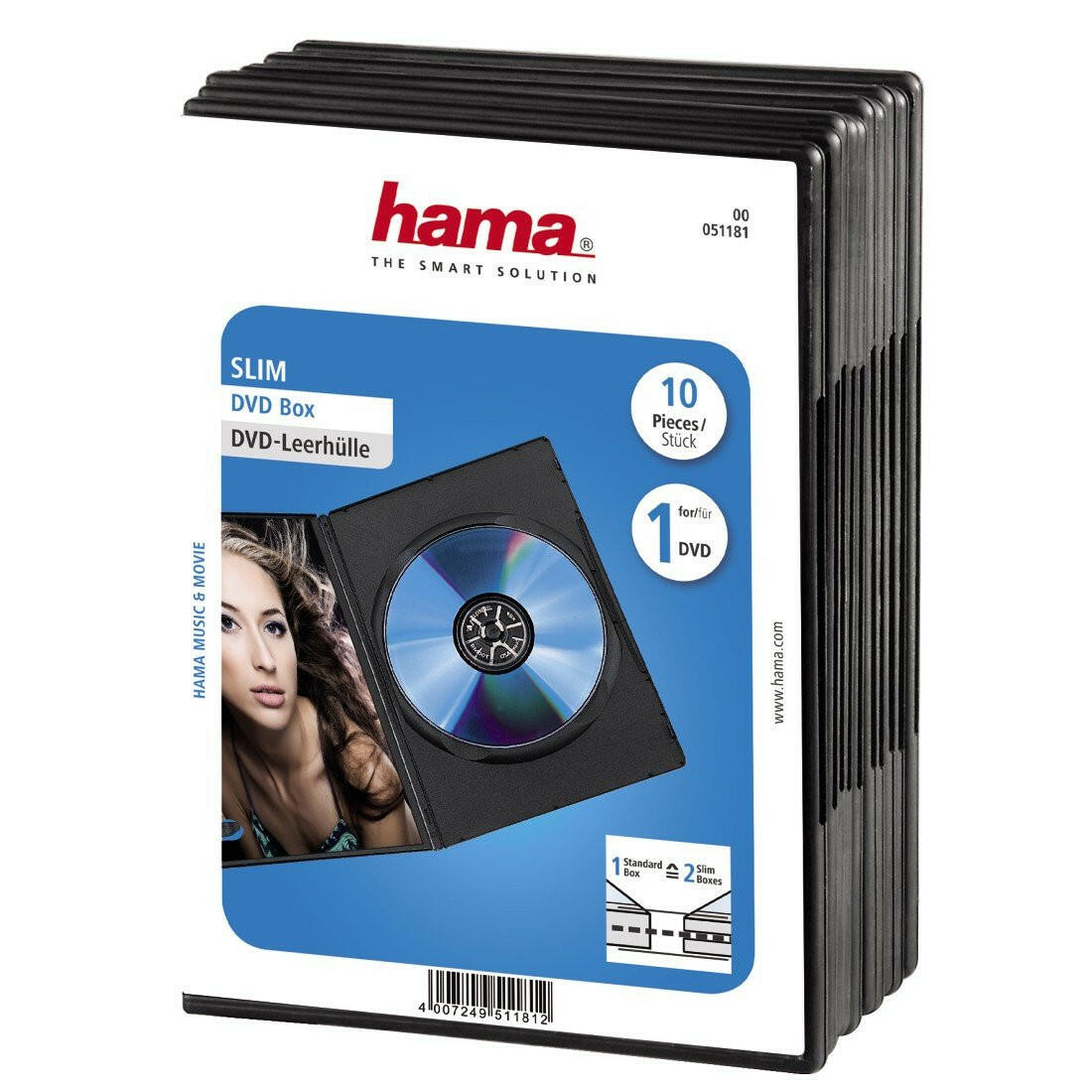 Hama Slim DVD-Hüllen 10er-Pack Schwarz - 50% Platzerparnis.